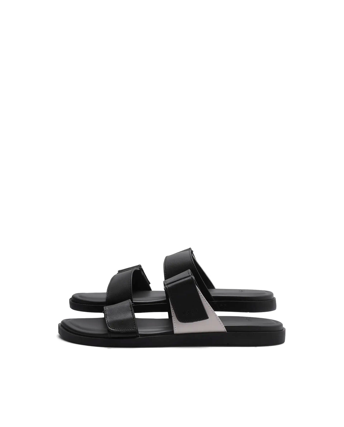 Rarez Men's Cain Black Leather Regular Sandal