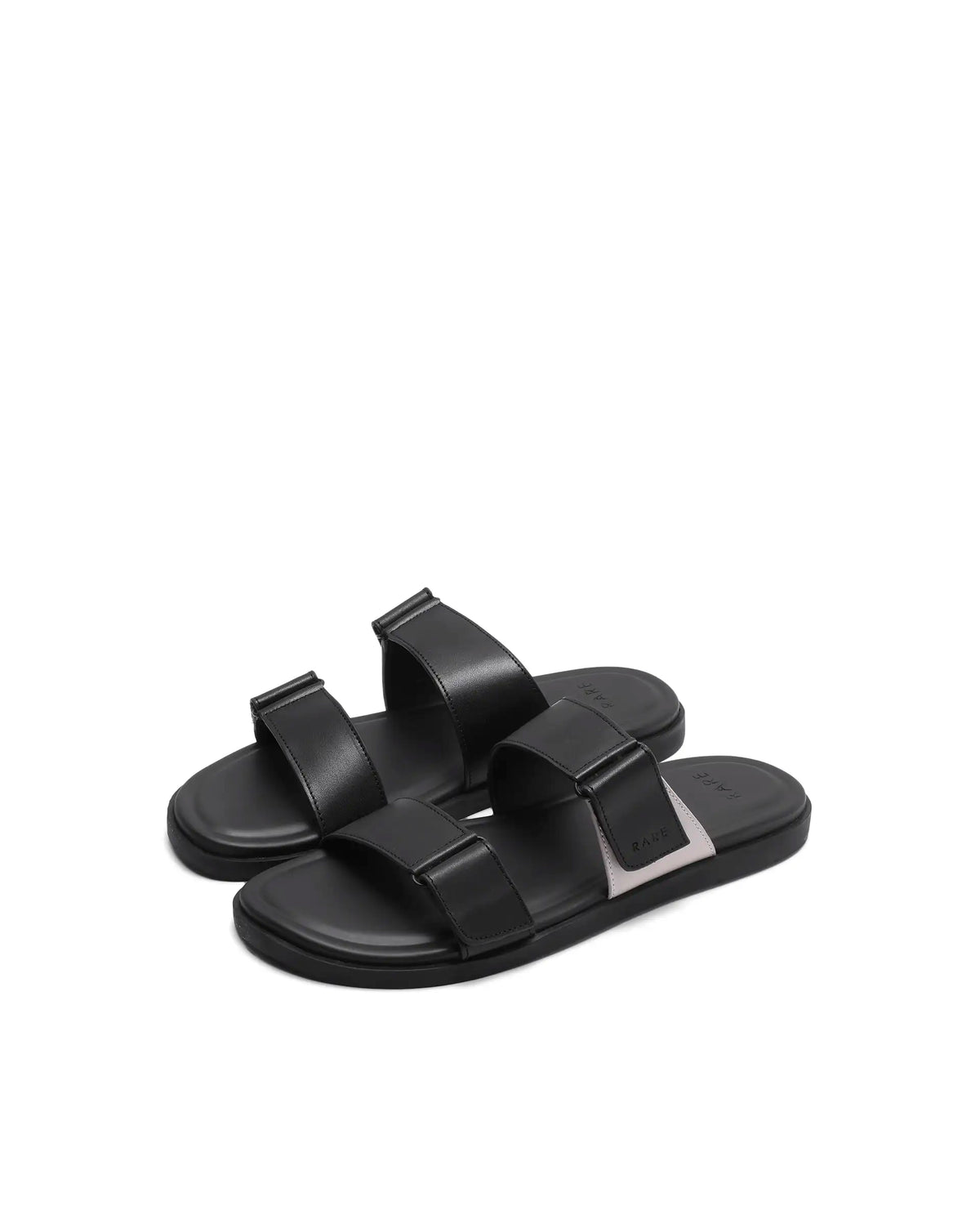 Rarez Men's Cain Black Leather Regular Sandal