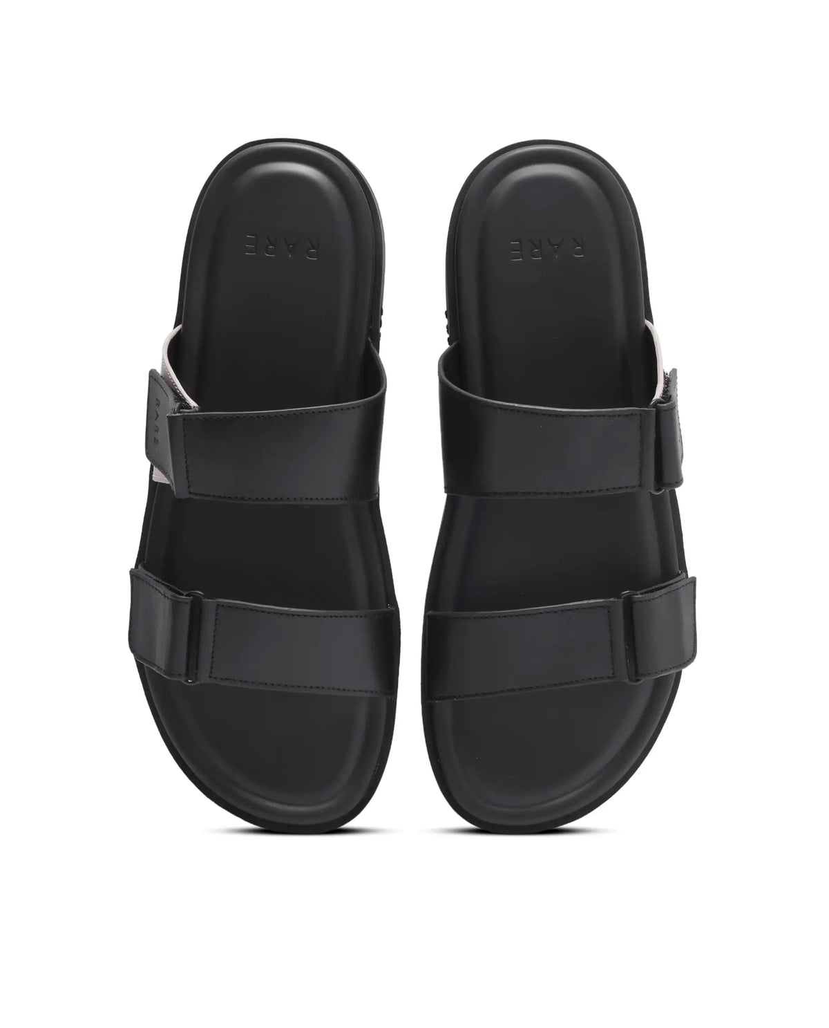 Rarez Men's Cain Black Leather Regular Sandal