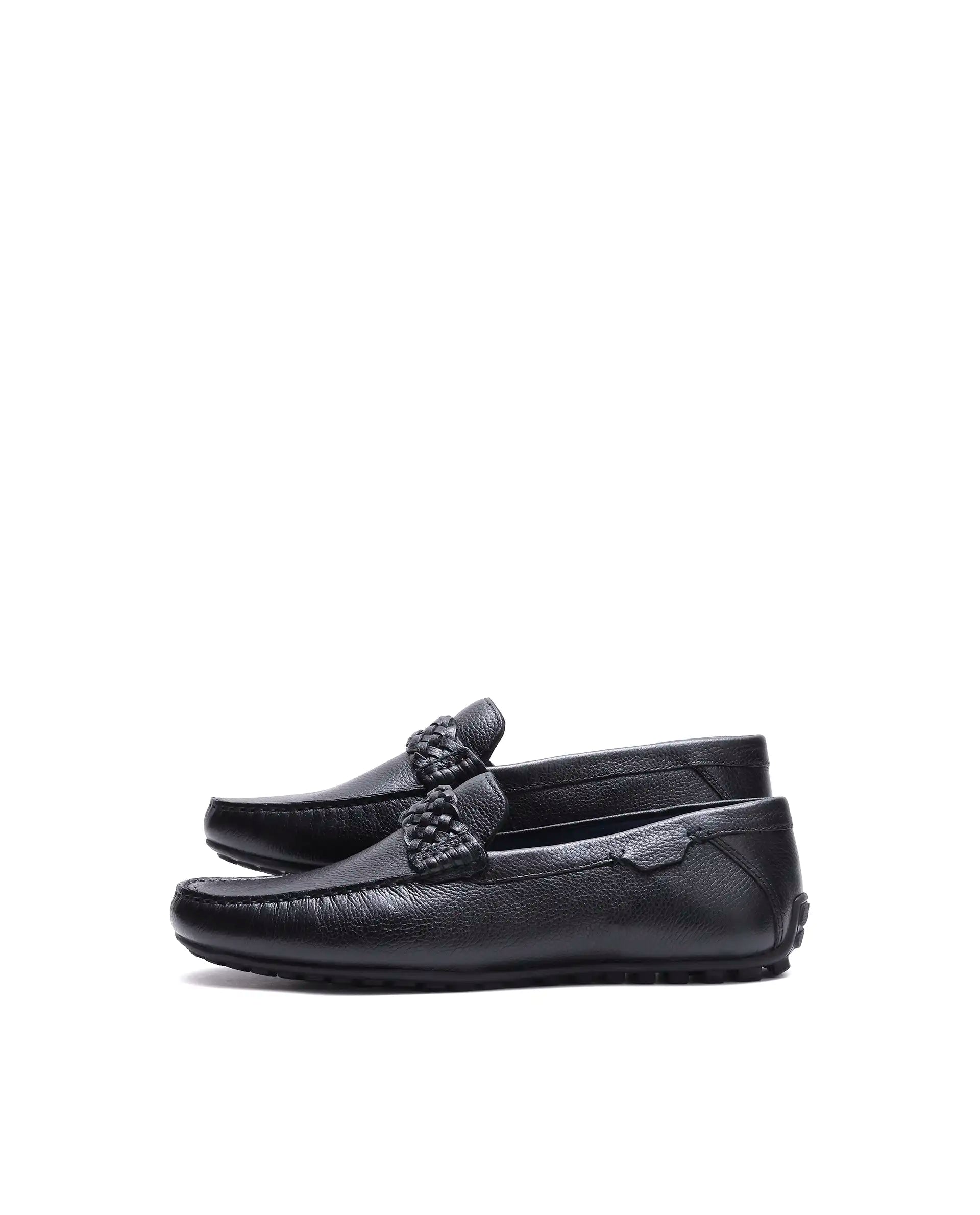 Rare Rabbit Men's Cairo Black Leather Drivers