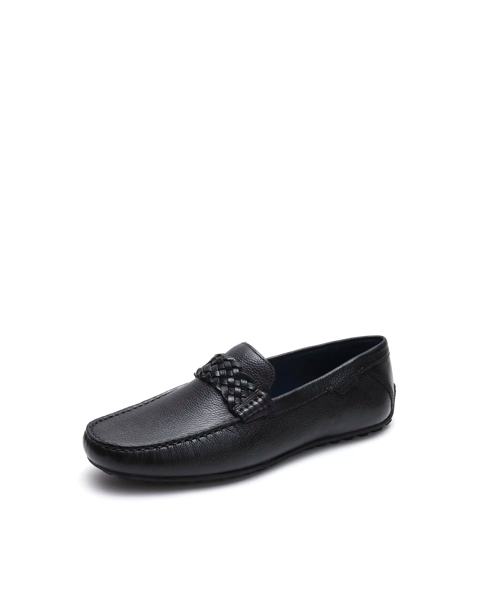 Rare Rabbit Men's Cairo Black Leather Drivers