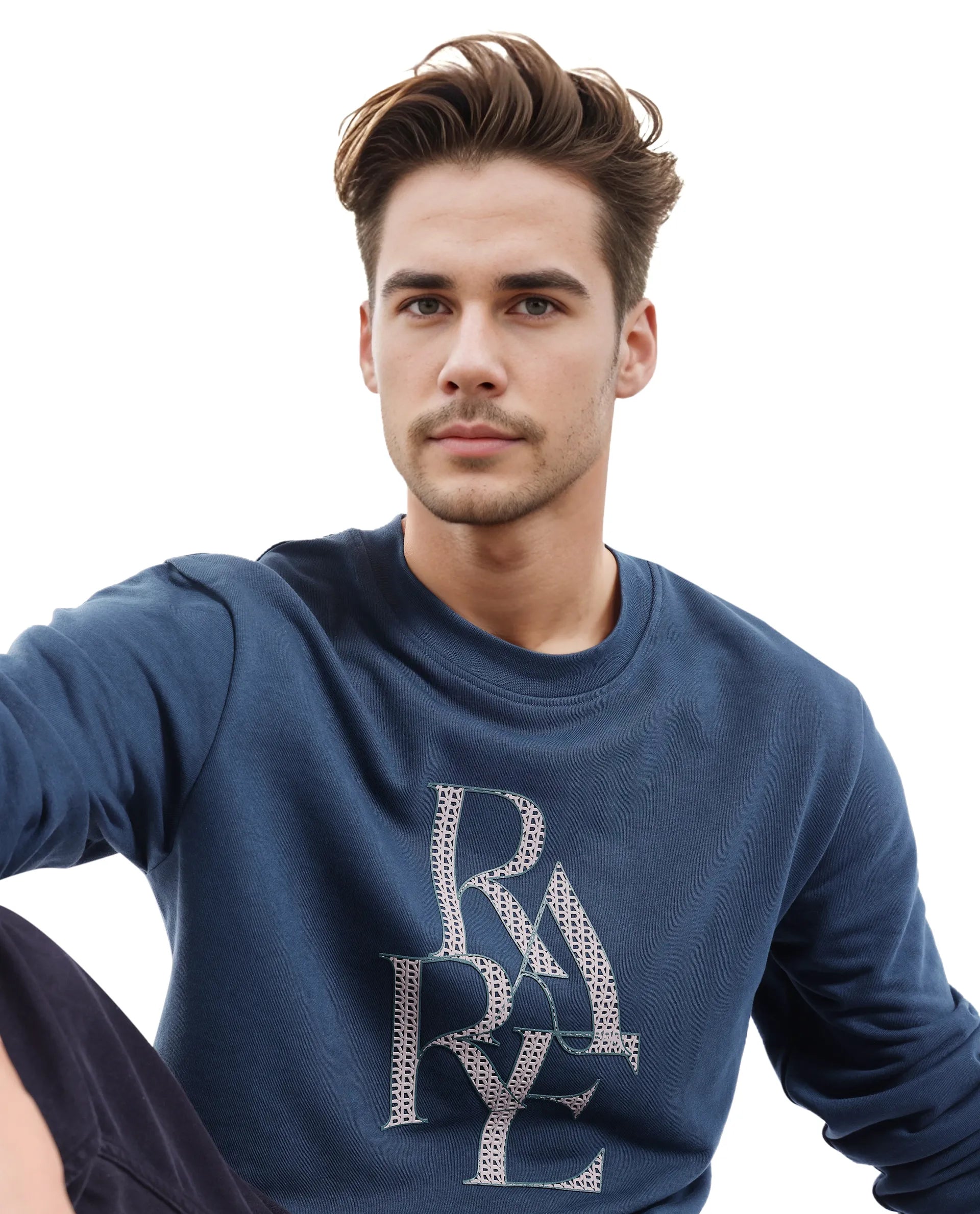 Rare Rabbit Men's Calixer Dark Green Cotton Blend Fabric Full Sleeve Crew Neck Sweatshirt