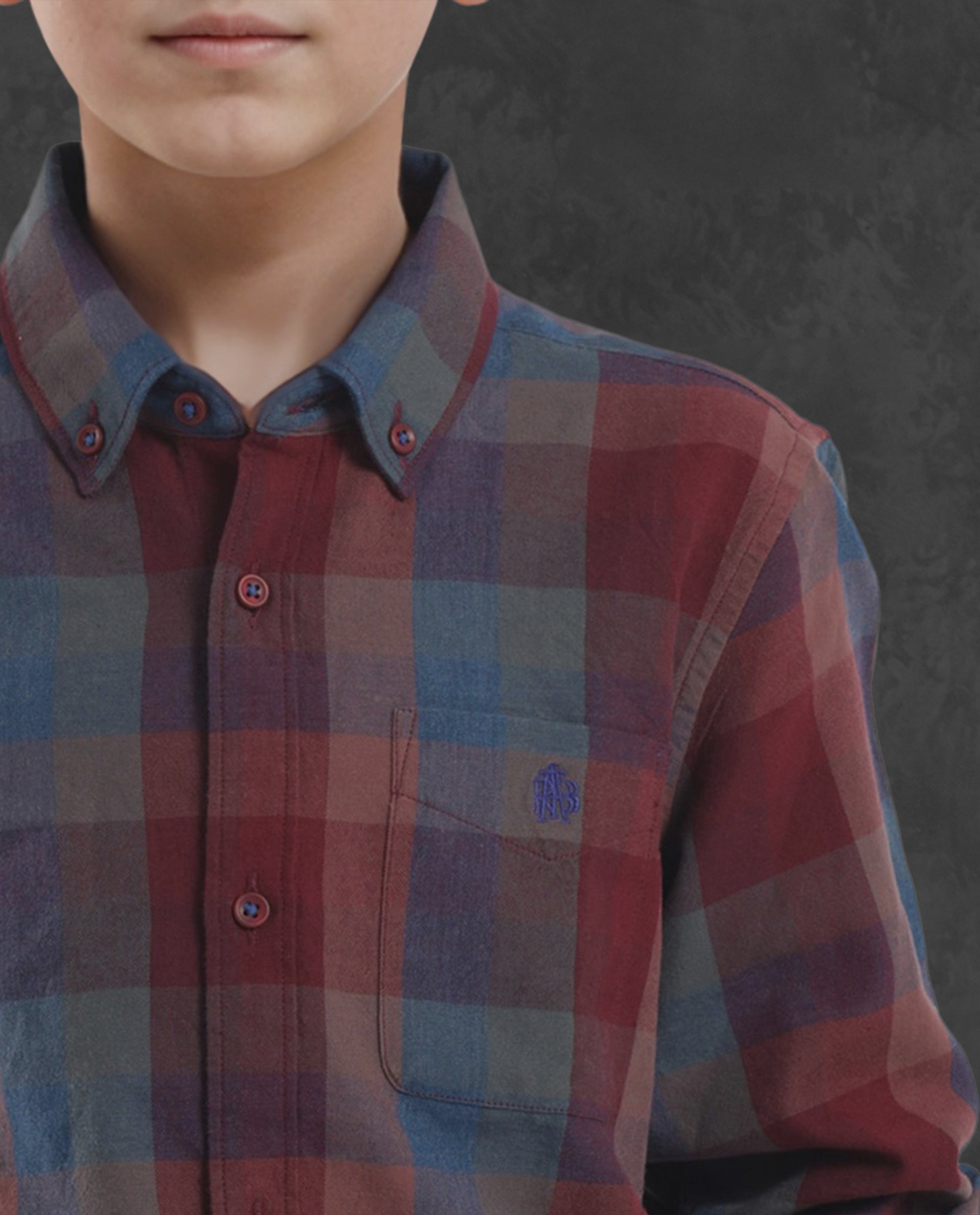 Rare Ones Kids Cal Red Cotton Full Sleeves Button Down Collar Regular Fit Checked Shirt