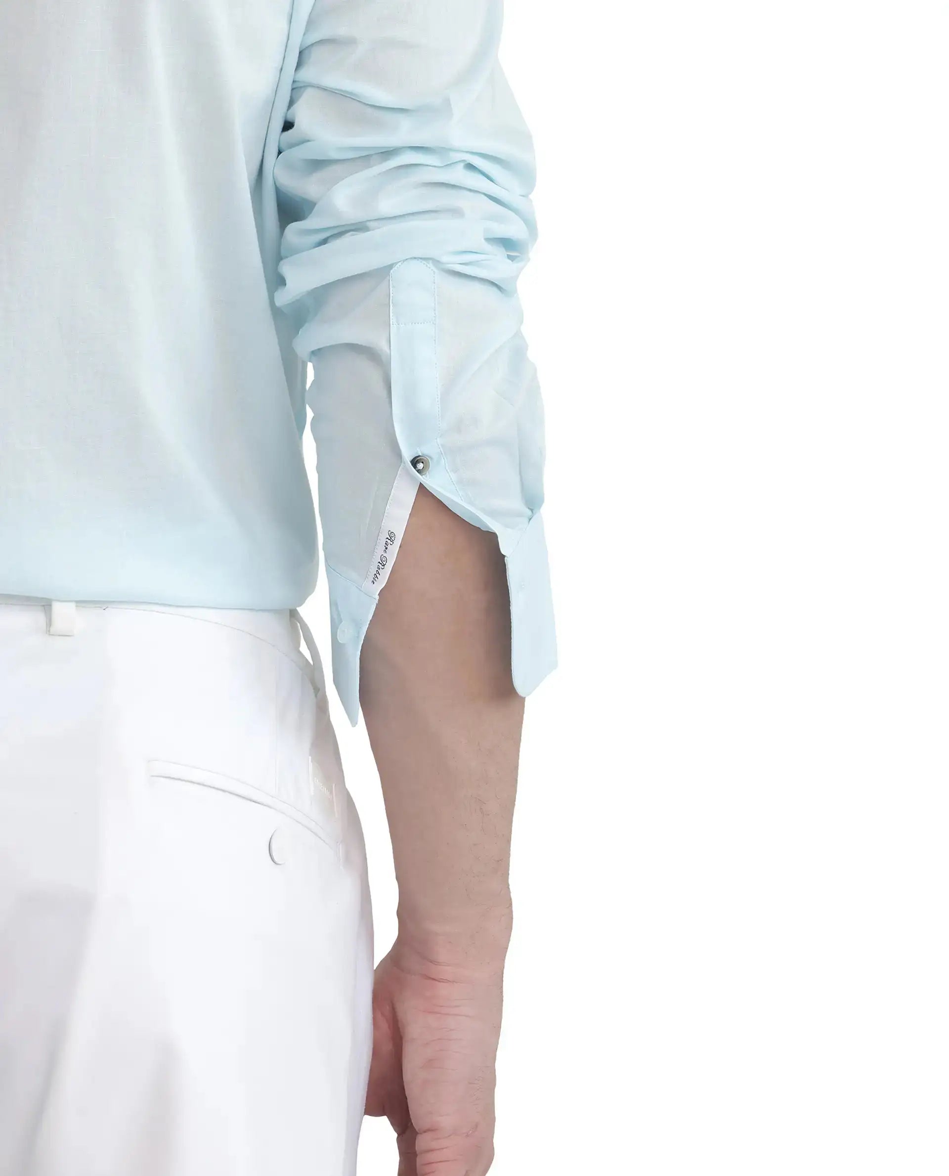 Rare Rabbit Men's Cambo-25 Light Blue Cotton Plain Regular Fit Full Sleeve Collared Shirt