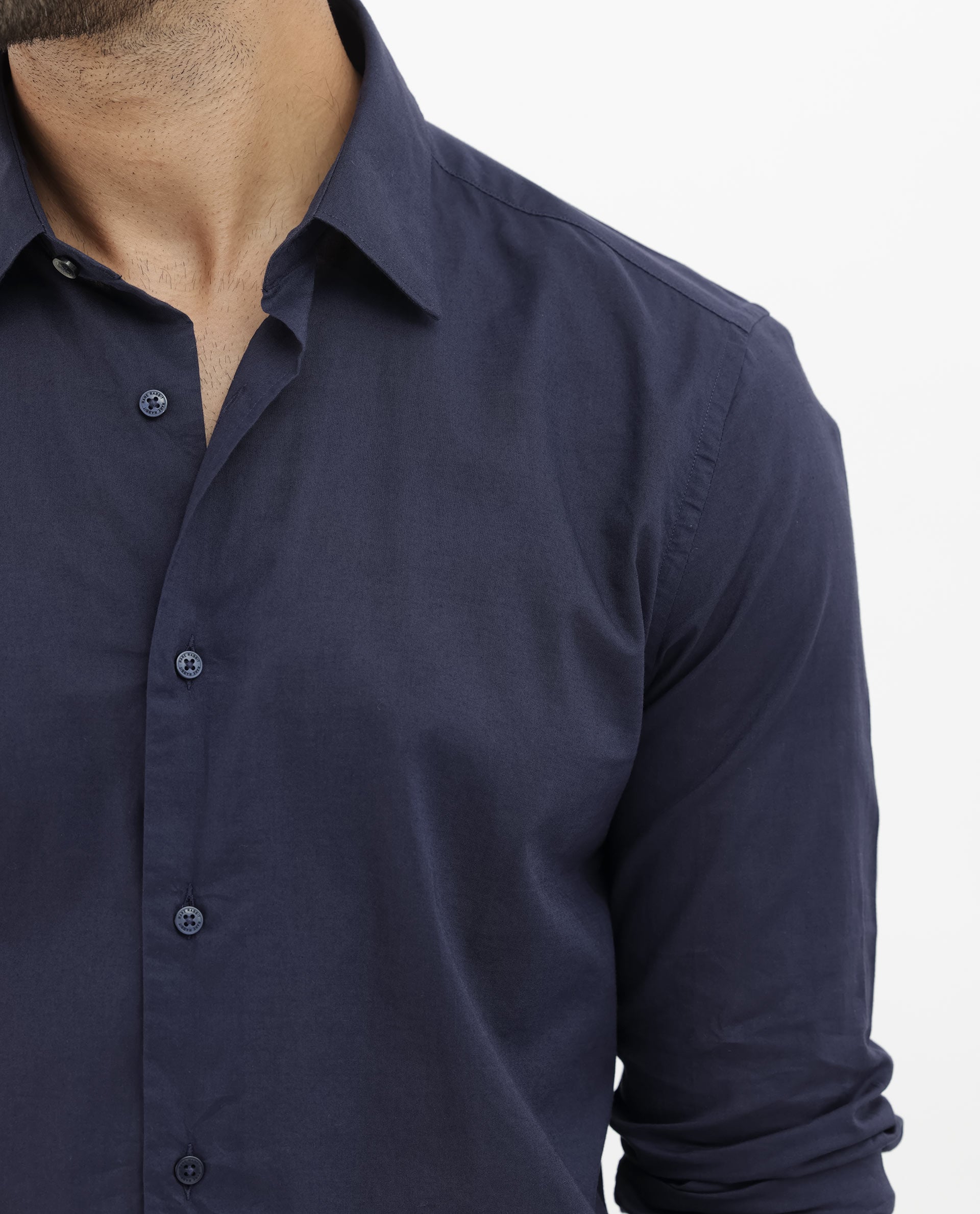 Rare Rabbit Mens Cambo Dark Purple Cambric Fabric Full Sleeve Solid Shirt