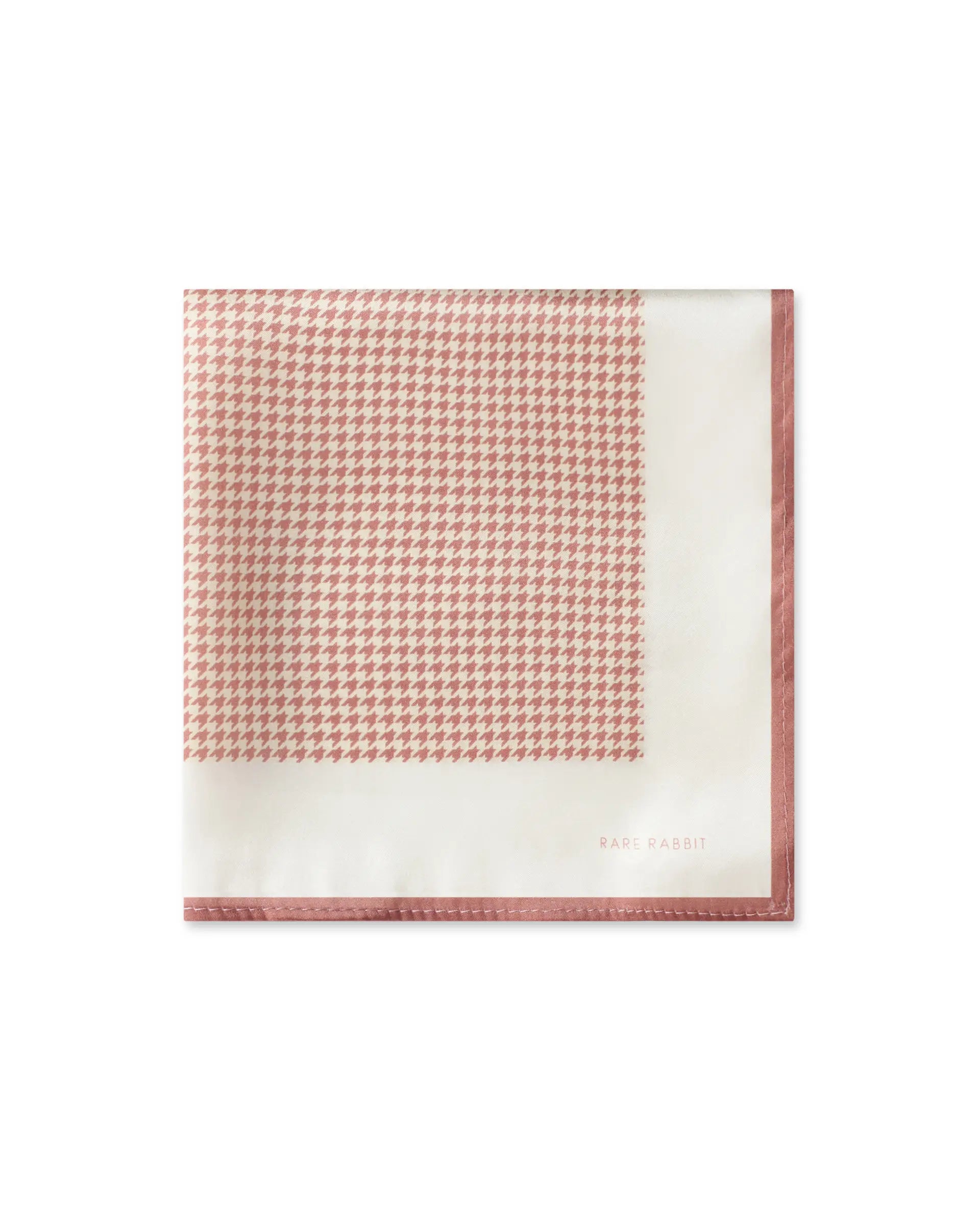 Rare Rabbit Men's Cann Light Orange Silk Fabric Houndstooth Print Pocket Square