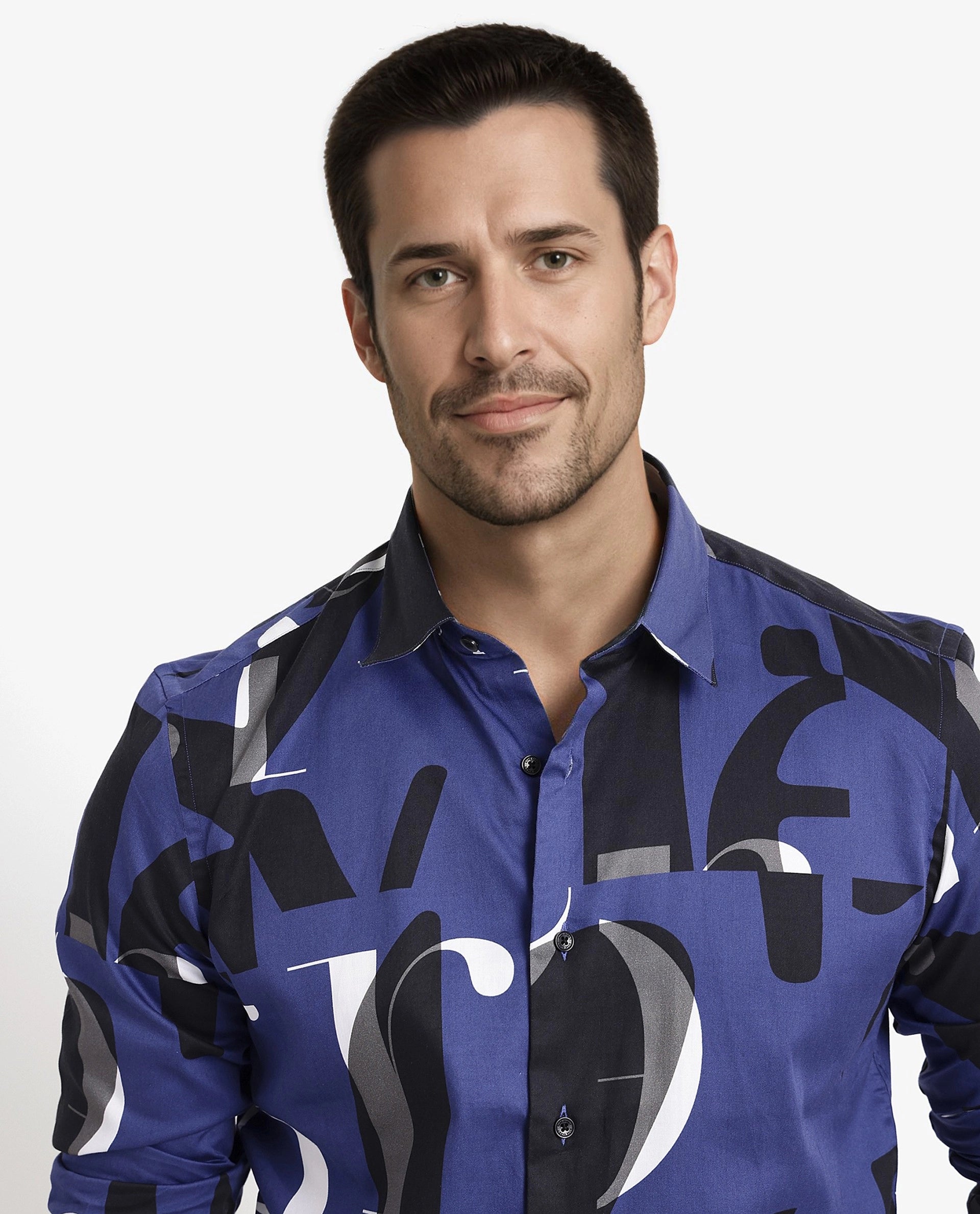 Rare Rabbit Men's Canton Blue Full Sleeves Abstract Print Statement Shirt