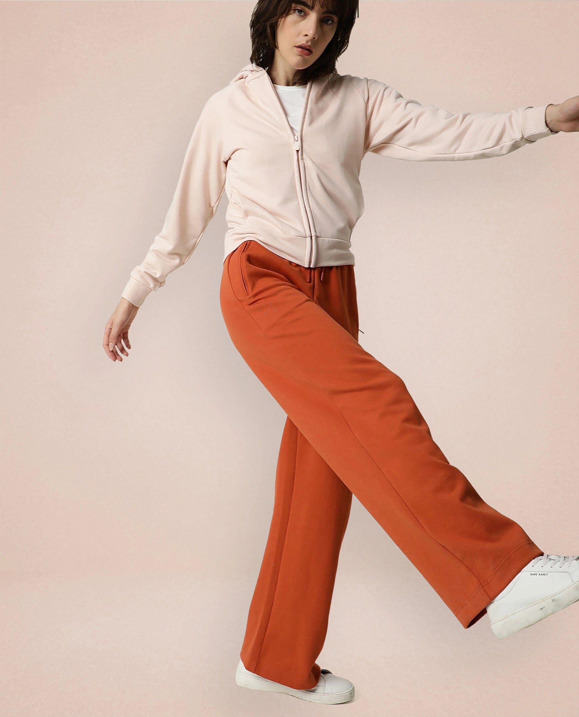 Rareism Women Capper Pink Cotton Blend Fabric Full Sleeves Solid Hooded Jacket