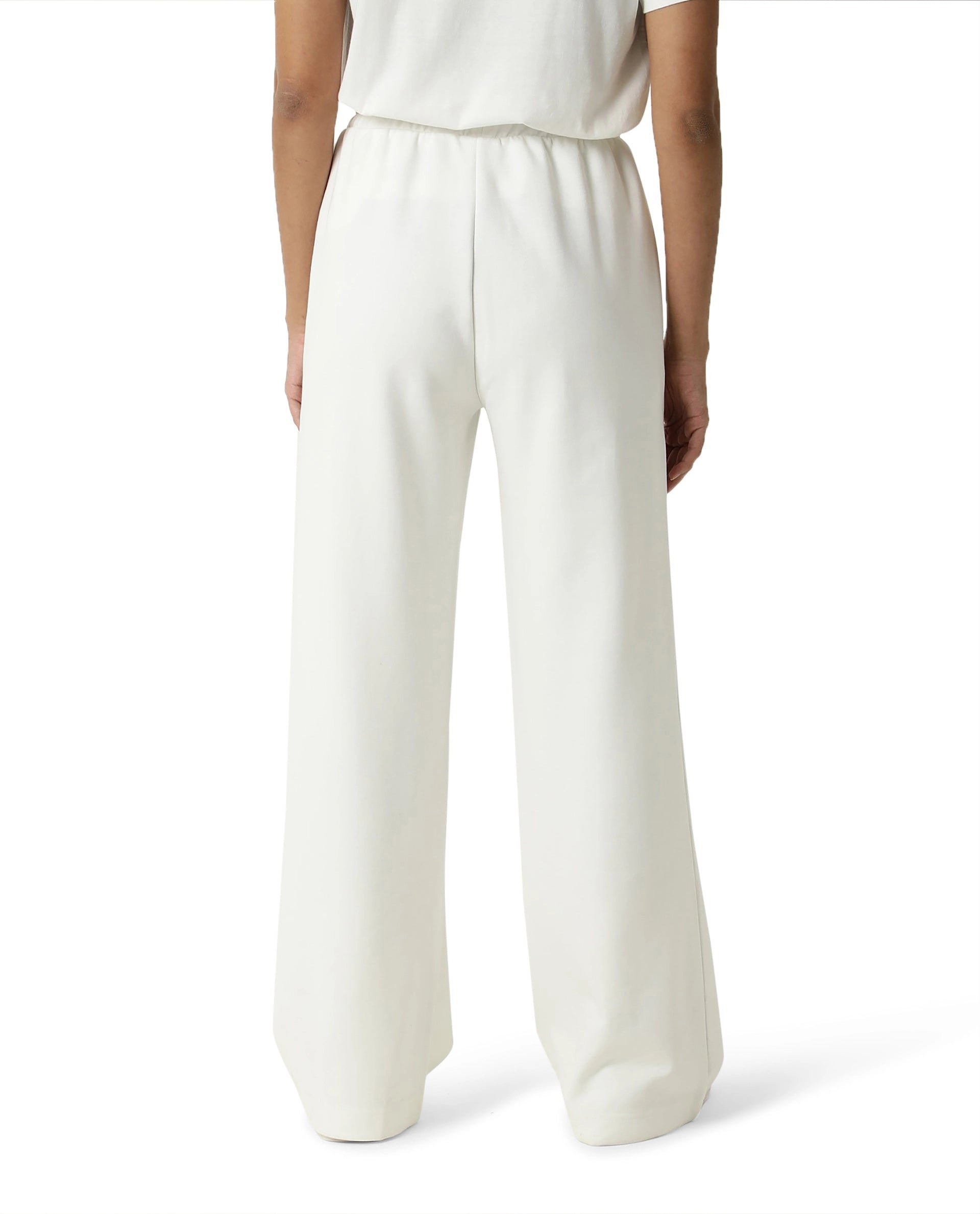 Rareism Women Capsule Off White Cotton Blend Fabric Relaxed Fit Solid Mid Rise Ankle Length Track Pant