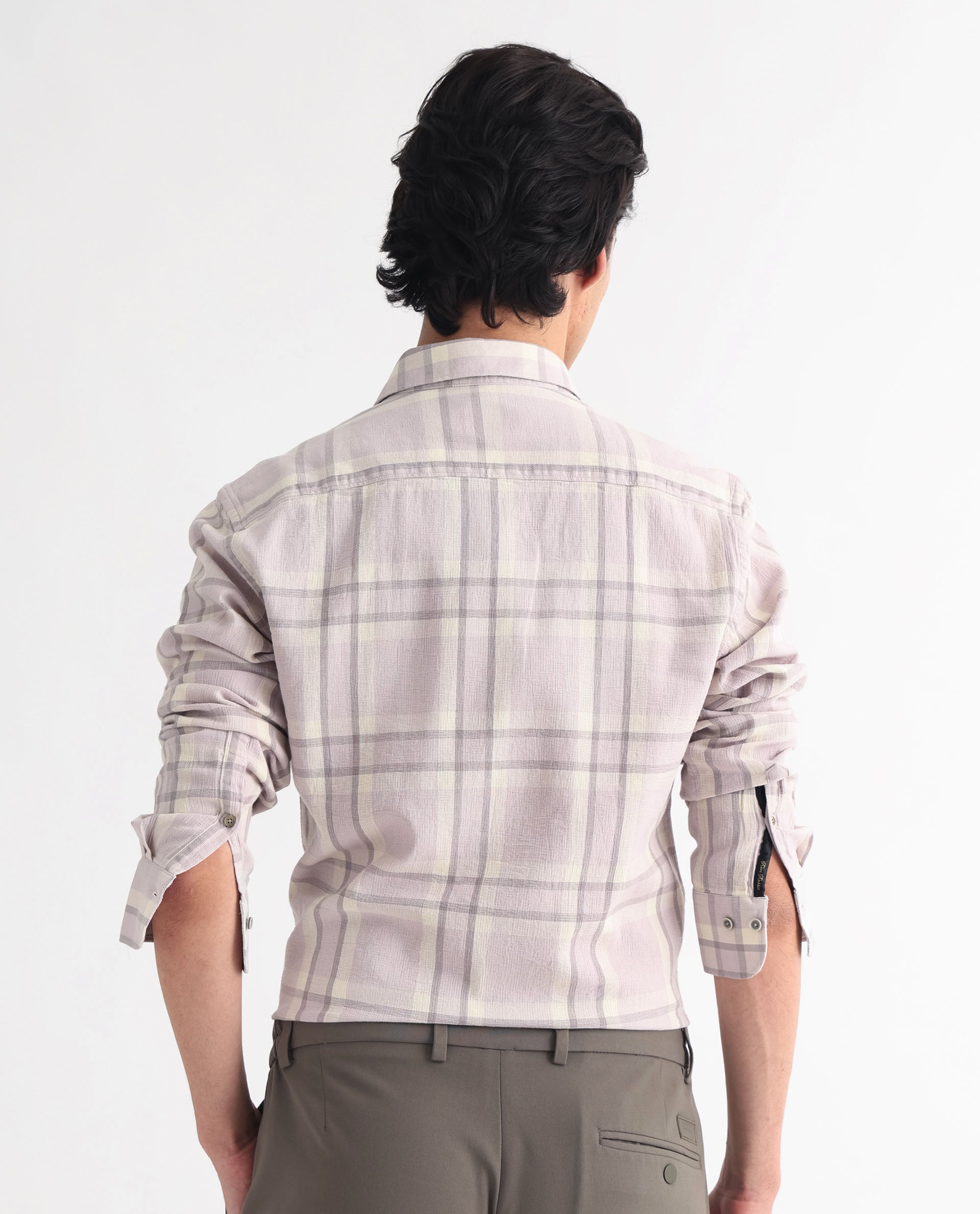 Rare Rabbit Men's Cardin Pastel Purple Cotton Fabric Full Sleeves Checks Shirt