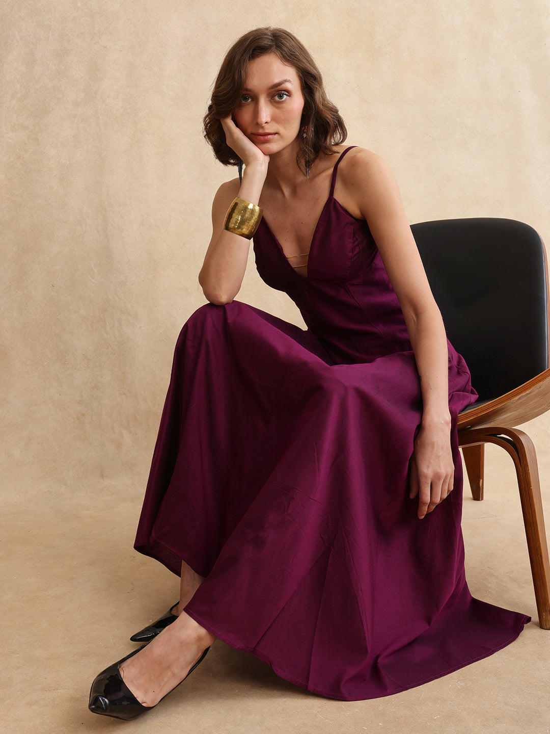 Rareism Women Carfa-B Purple Zipper Closure Flared Maxi Plain Skirt