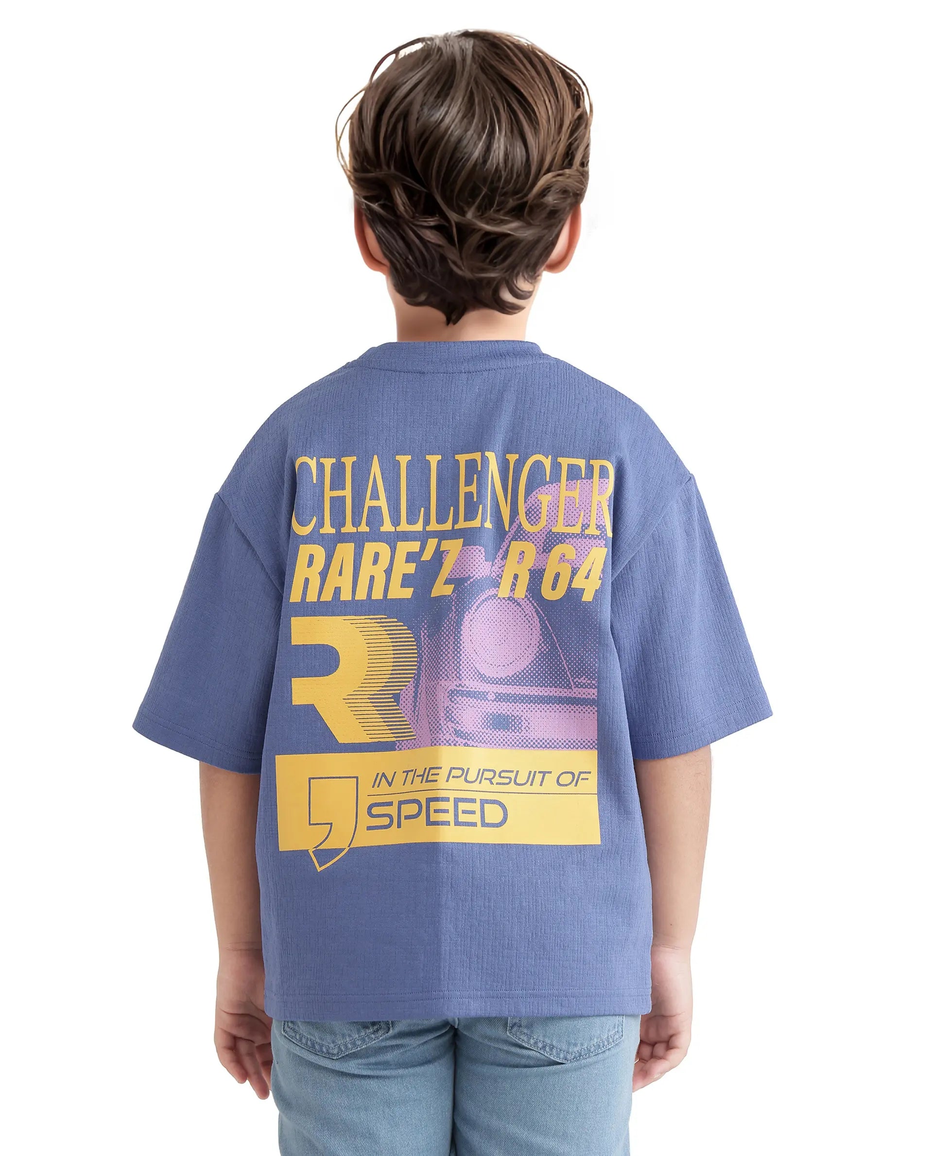 Rare Ones Kids Carlo-K Dusky Blue Cotton Blend Short Sleeve Crew Neck Print T-Shirt