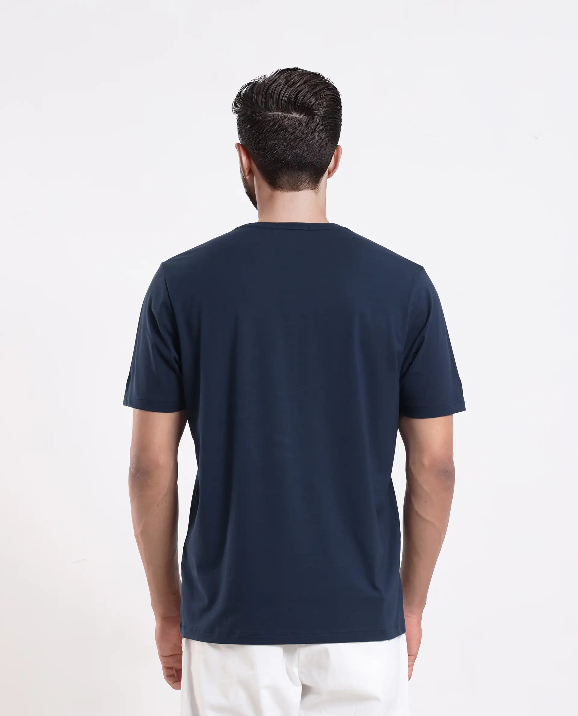 Rare Rabbit Men's Carp Dark Teal Cotton Blend Graphic Print Regular Fit Half Sleeve Crew Neck T-Shirt