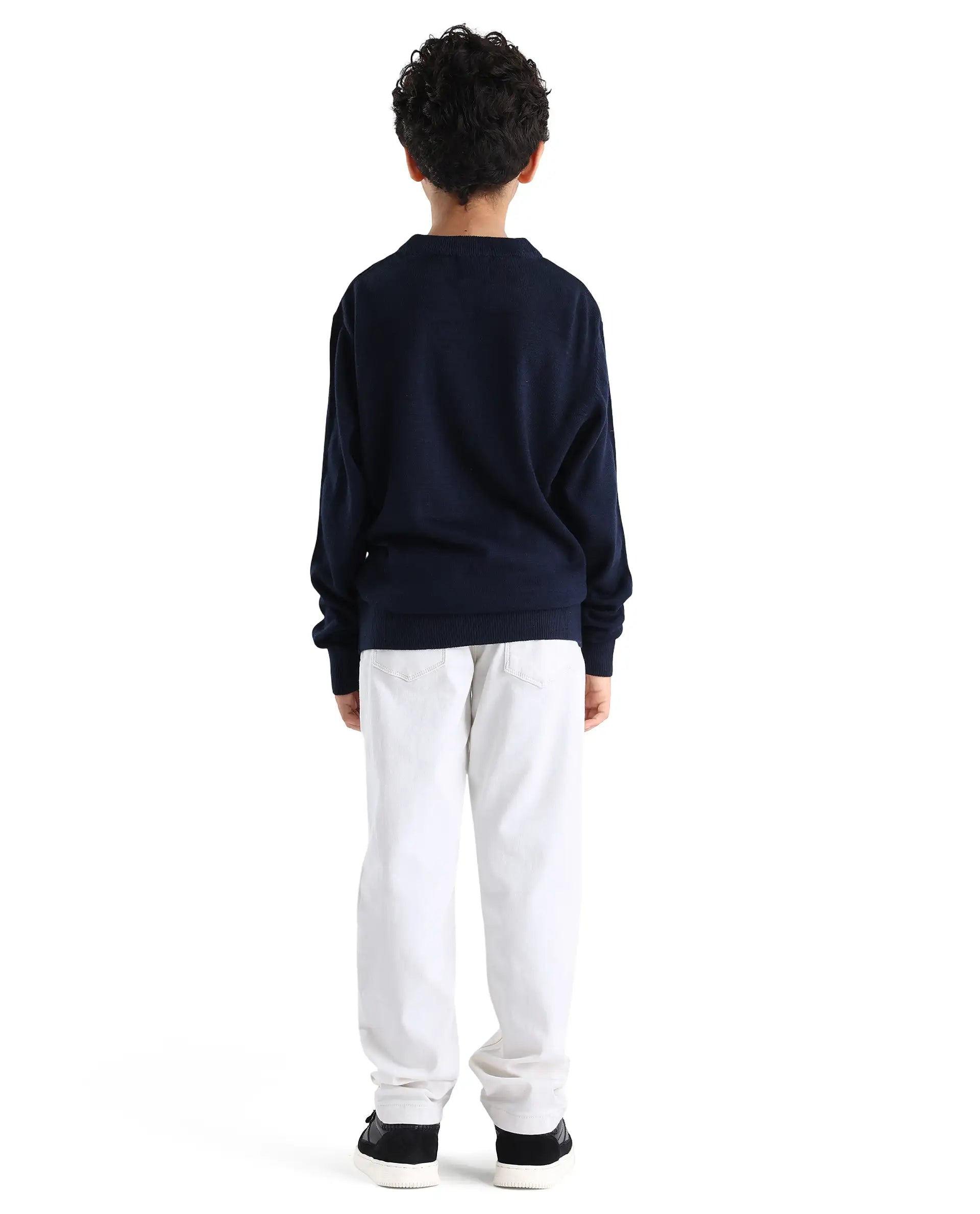 Rare Ones Kid's Corvo-K Off White Cotton Blend Fabric Regular Plain Denim Pant