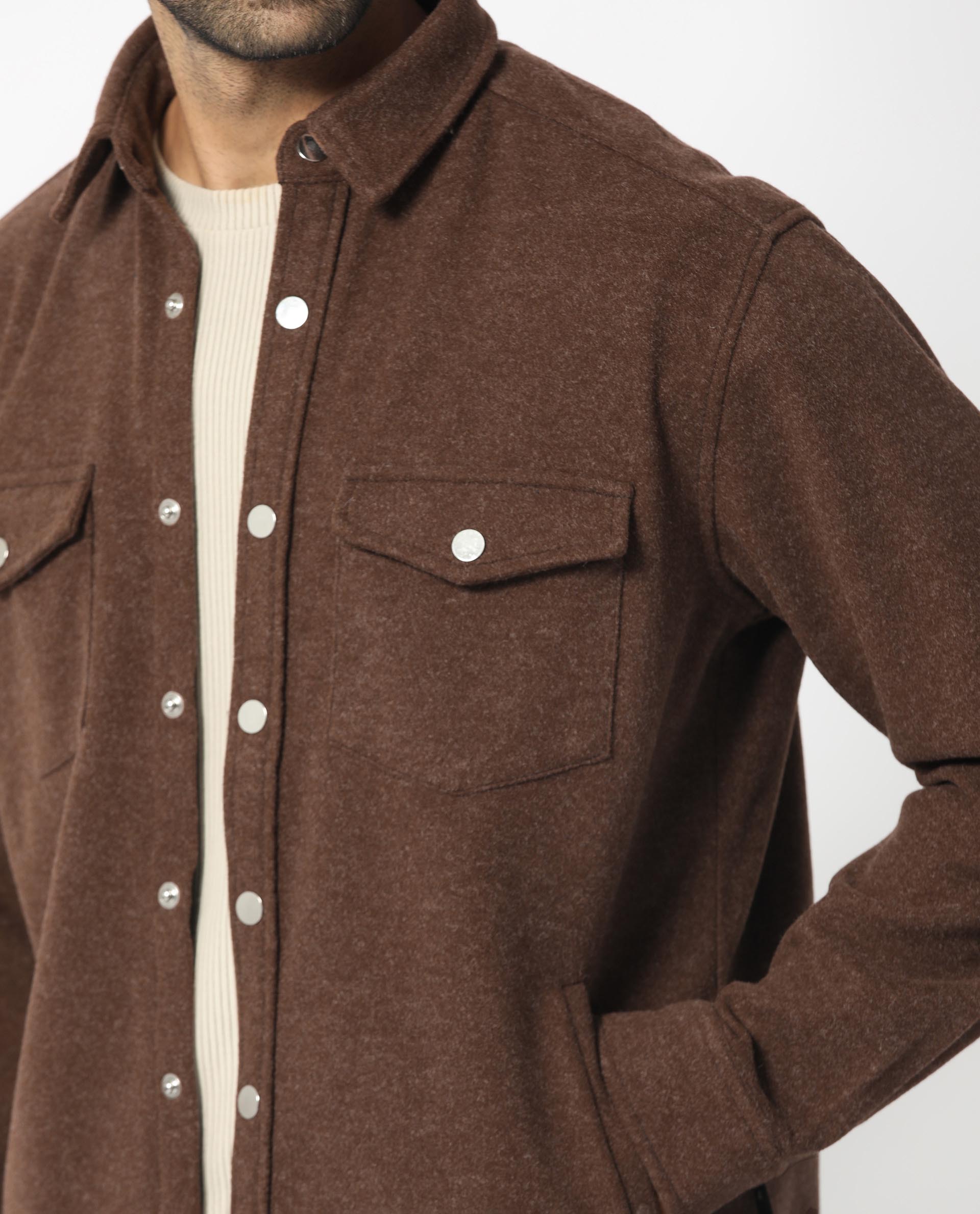 Dark Brown Cord Borg Lined Jacket | New Look