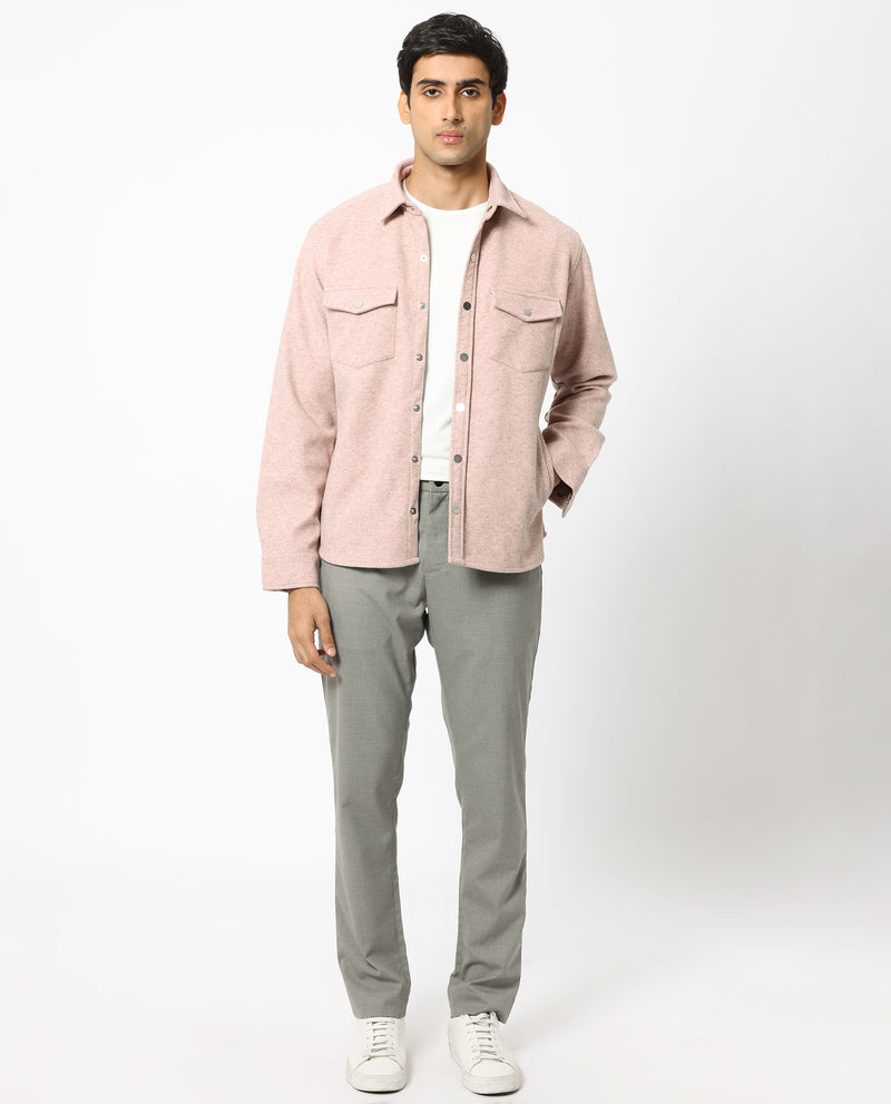 Rare Rabbit Men's Cason Light Pink Multi-Pocket Regular Collar Jacket