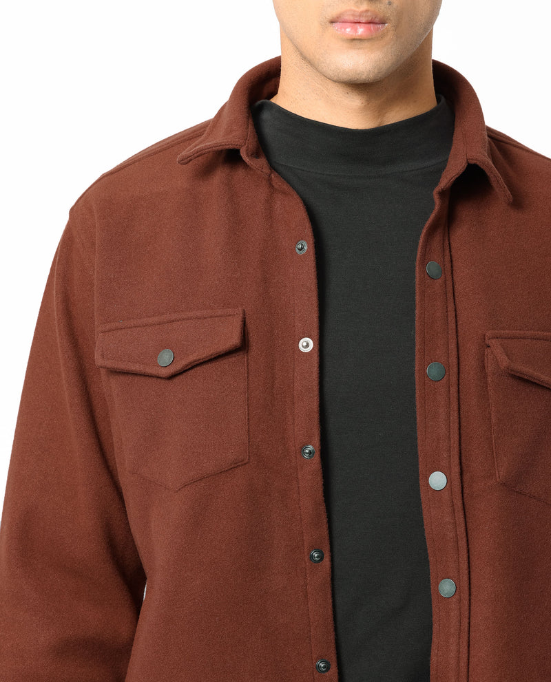 Rare Rabbit Men's Cason Rust Multi-Pocket Regular Collar Jacket