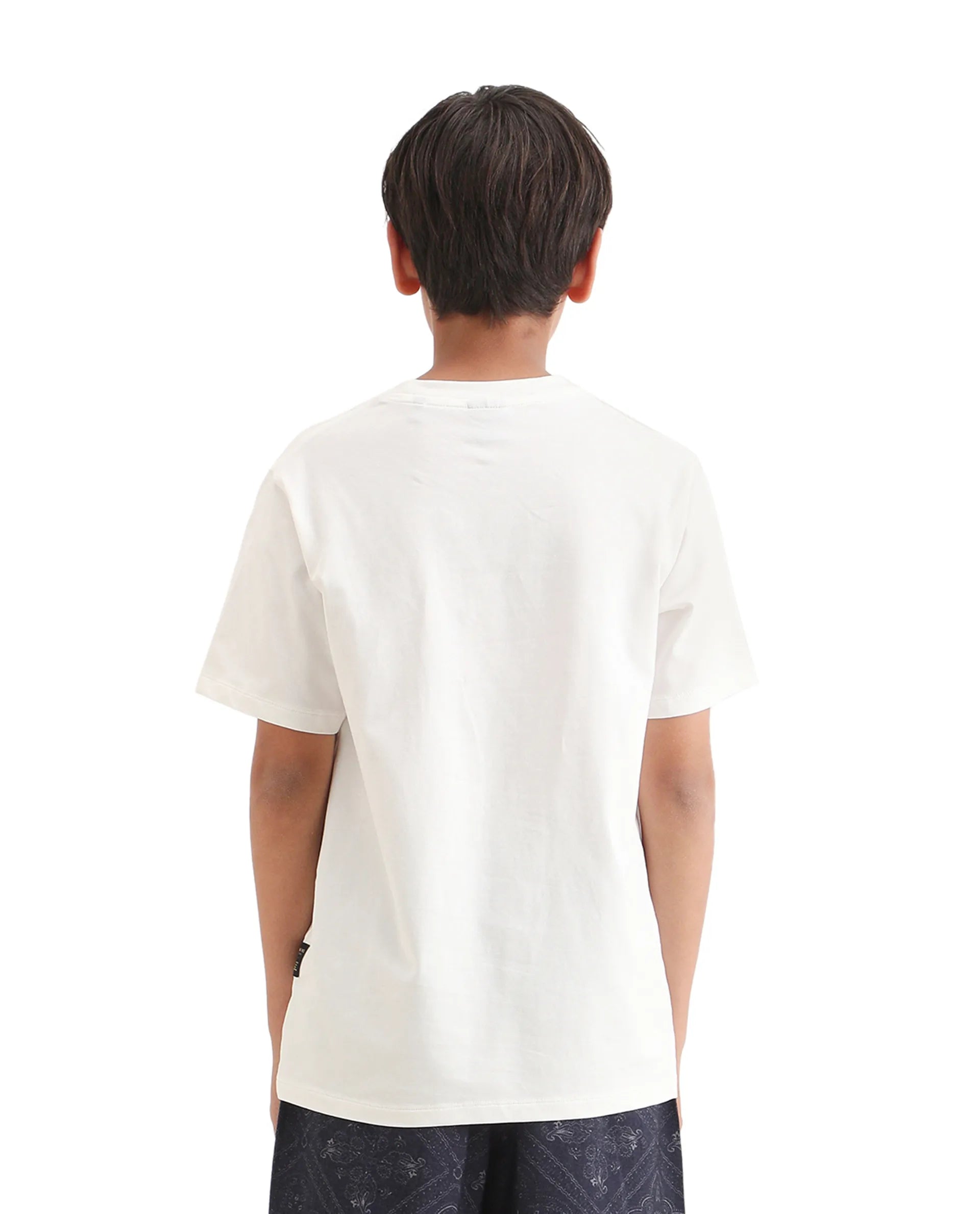 Rare Ones Kids Cassy Off White Cotton Blend Pull-On Closure Flock Print Regular Fit T-Shirt