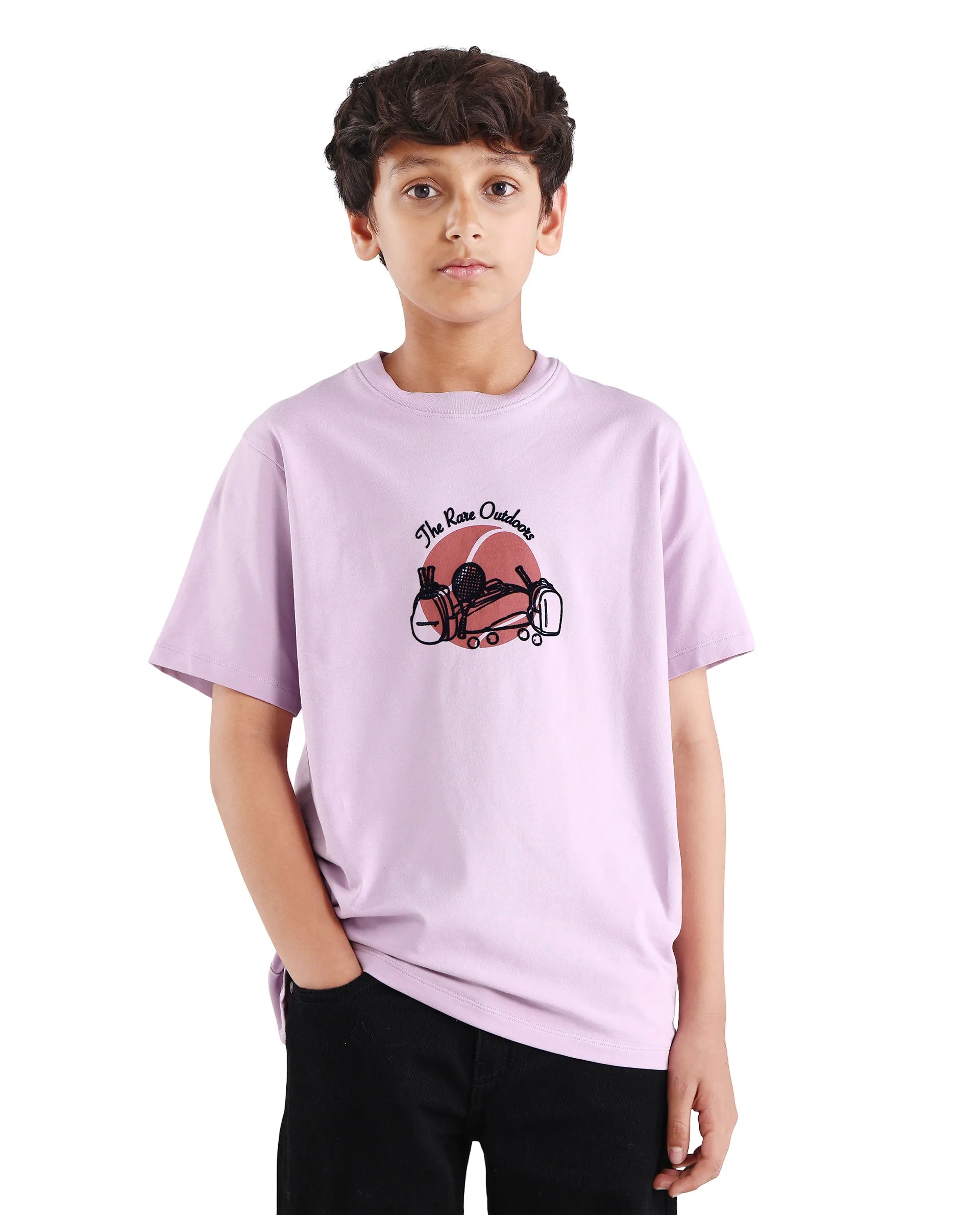 Rare Ones Kids Cassy Light Pink Cotton Blend Pull-On Closure Flock Regular Fit T-Shirt
