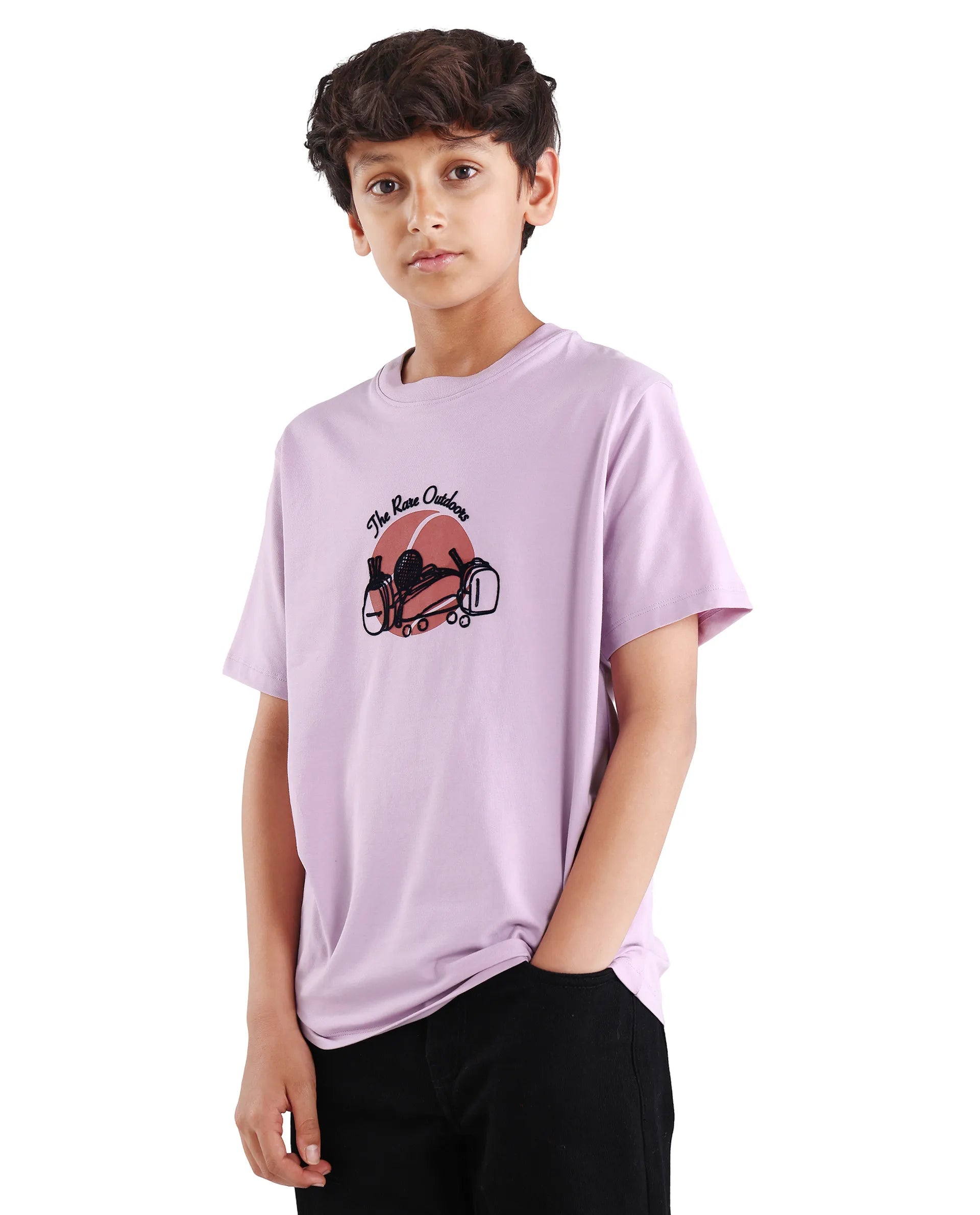 Rare Ones Kids Cassy Light Pink Cotton Blend Pull-On Closure Flock Regular Fit T-Shirt