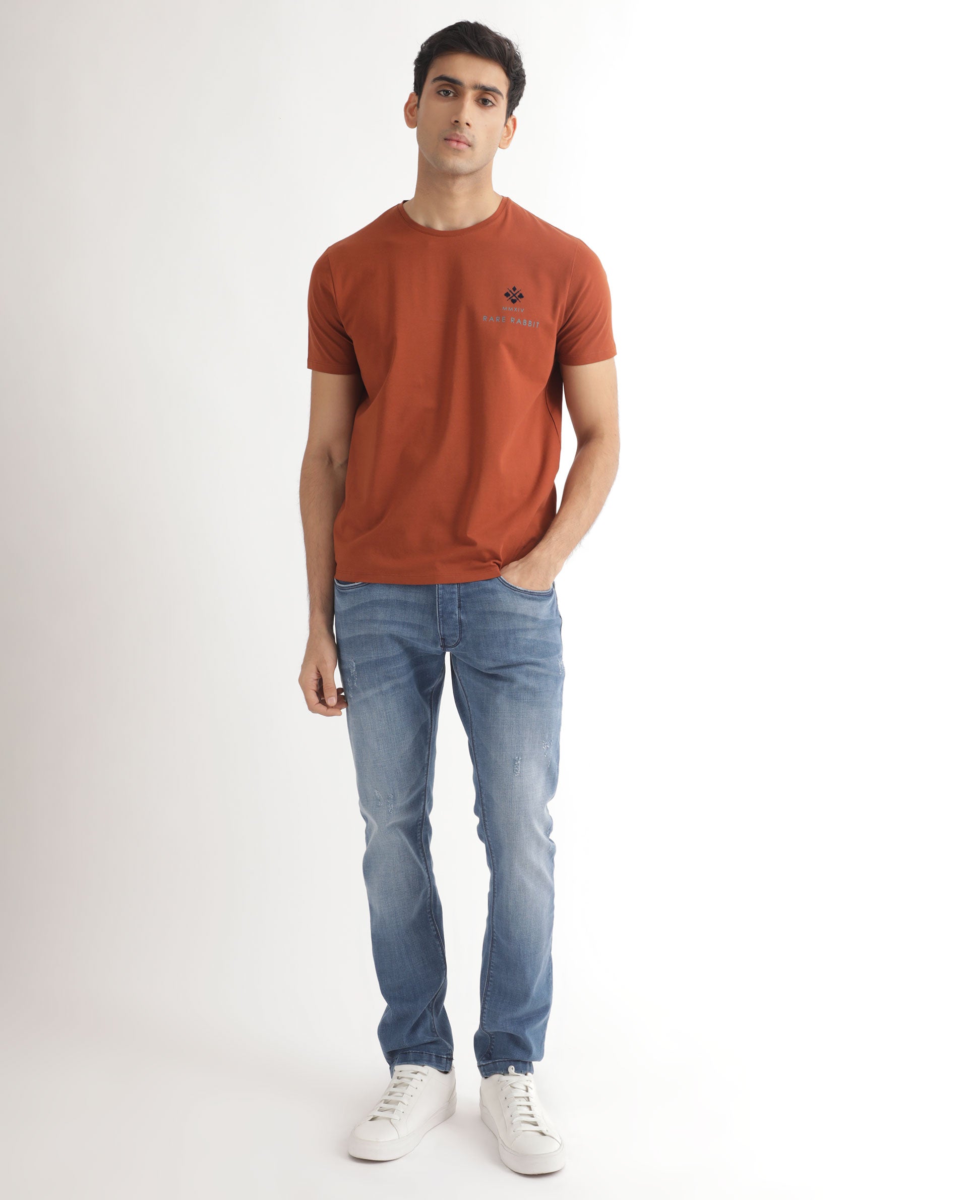 Men's Essential Logo Crew Sweatshirt in Denim Co Rust Orange