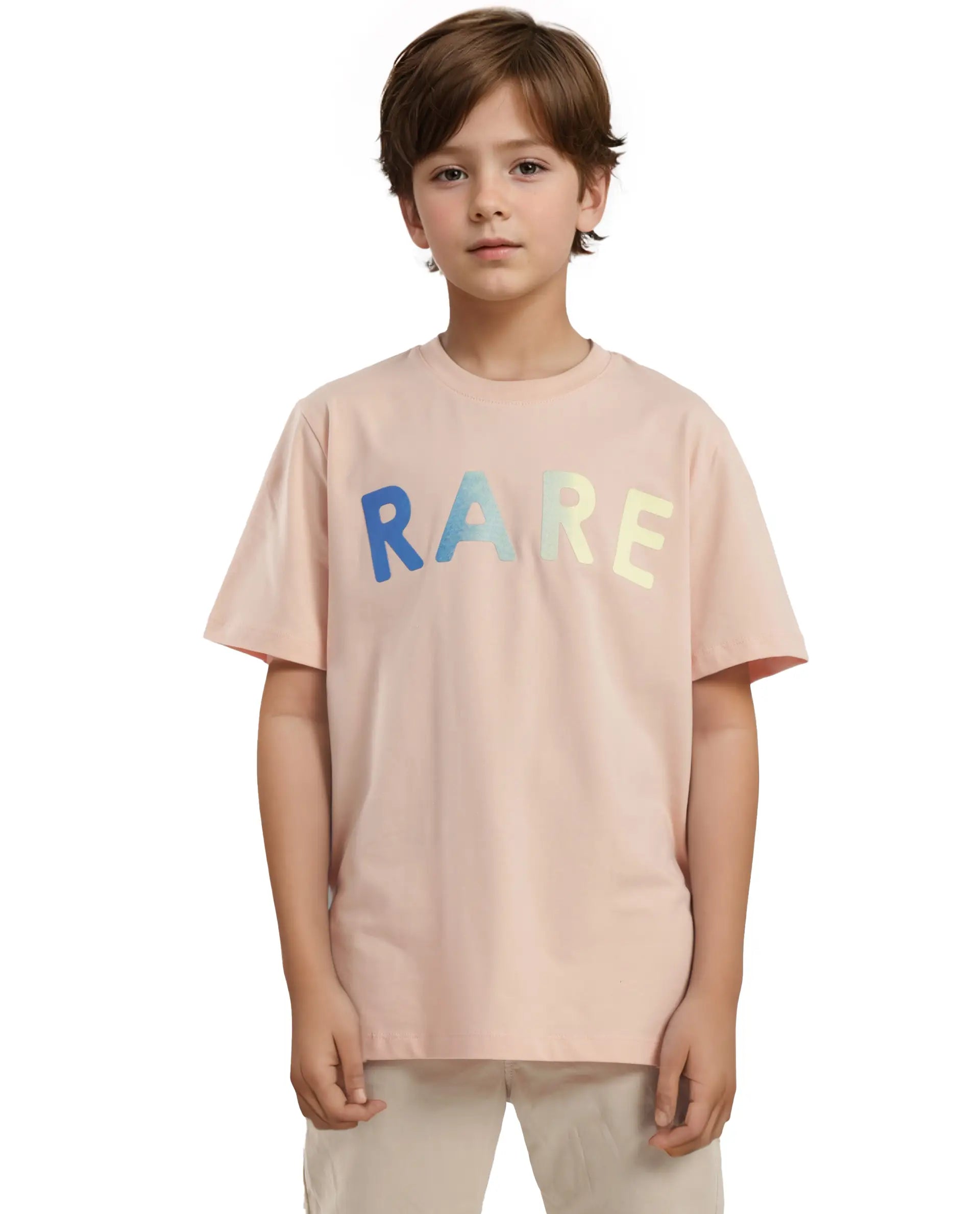 Rare Ones Kids Cati Pink Cotton Fabric Half Sleeves Crew Neck Graphic Print T-Shirt