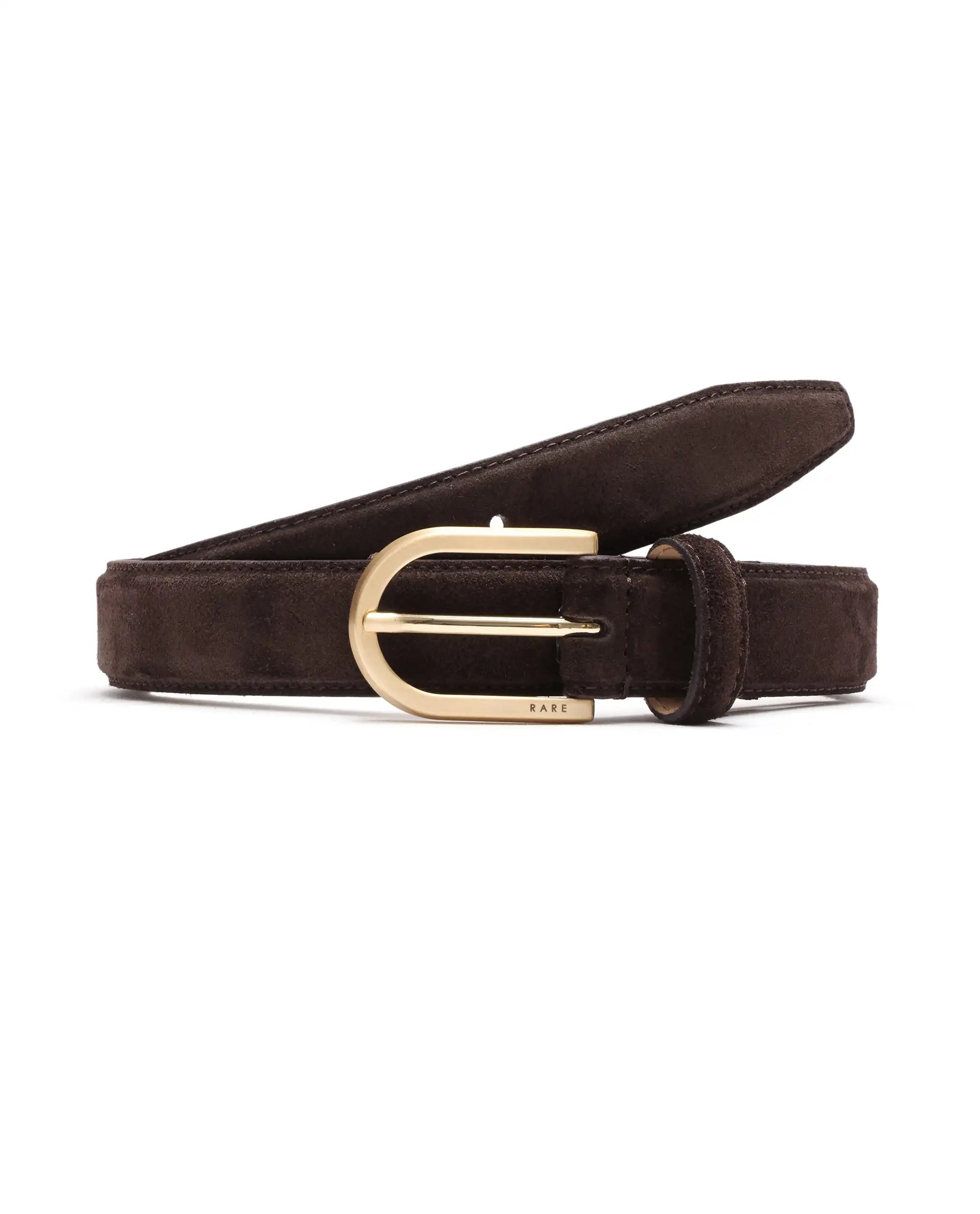 Rare Rabbit Men Cava Coffee Brown Leather Belt