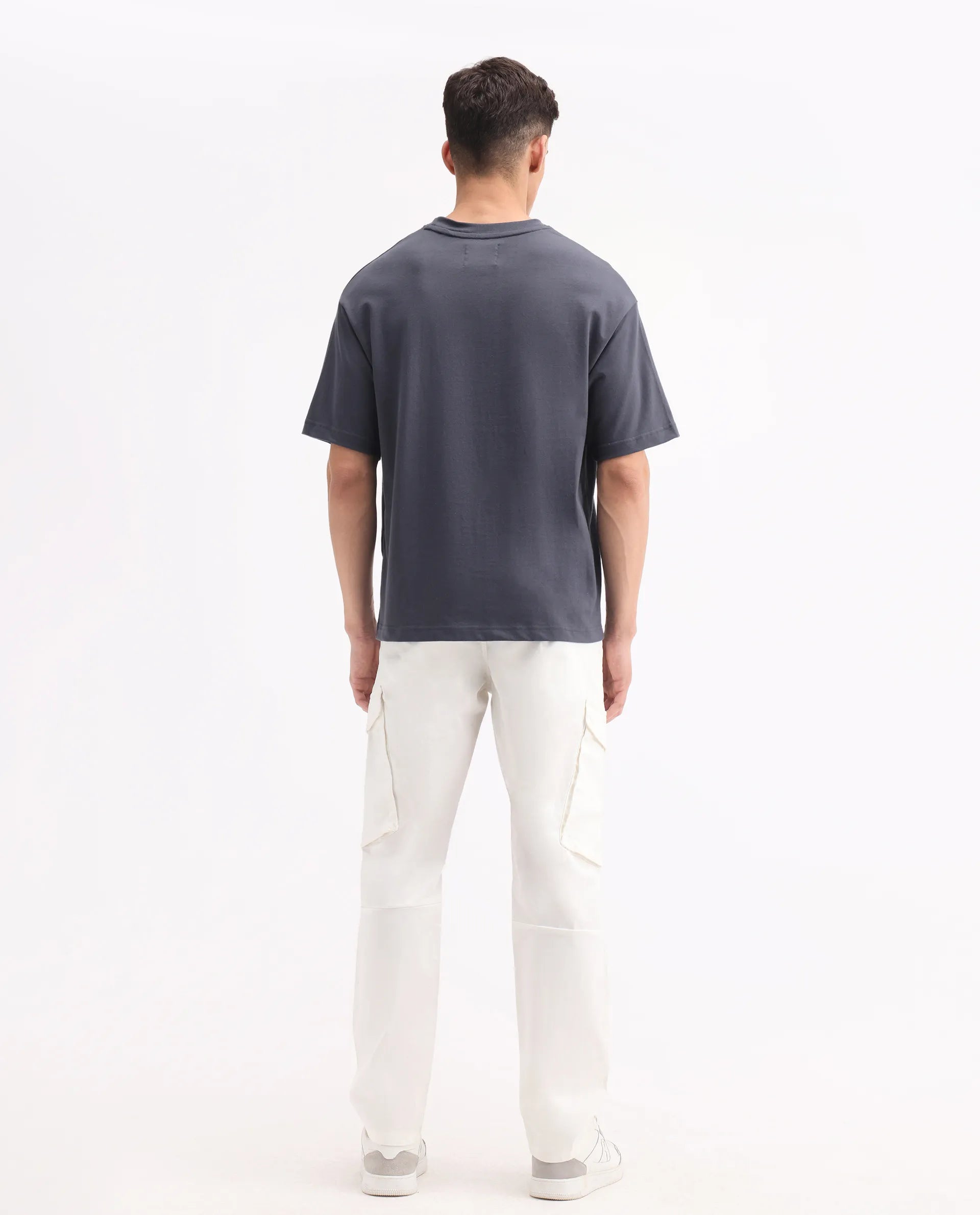 Rare Rabbit Men's Ceder-1 White Cotton Plain Regular Fit Trouser