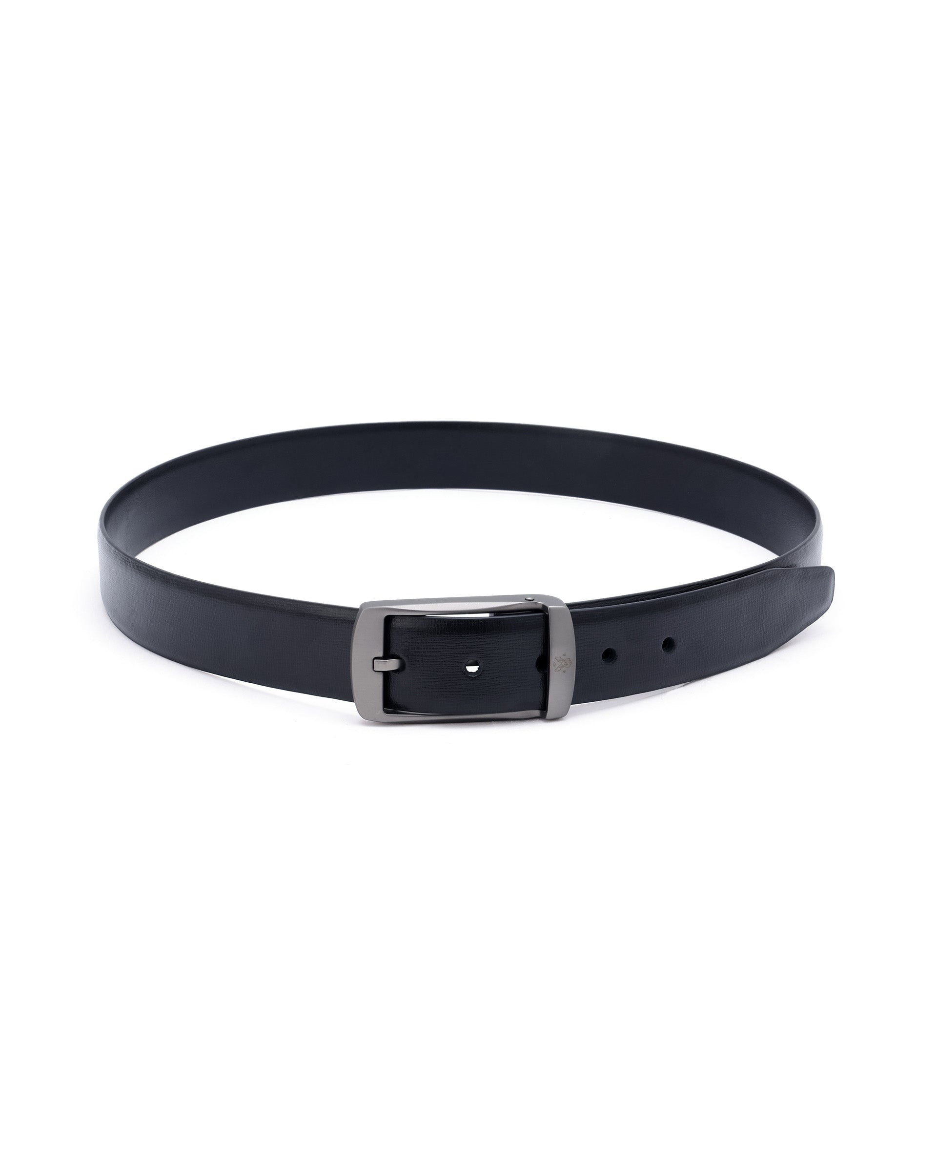 Rare Rabbit Men's Cedric Black Twistable Buckle Reversible Textured Genuine Leather Belt