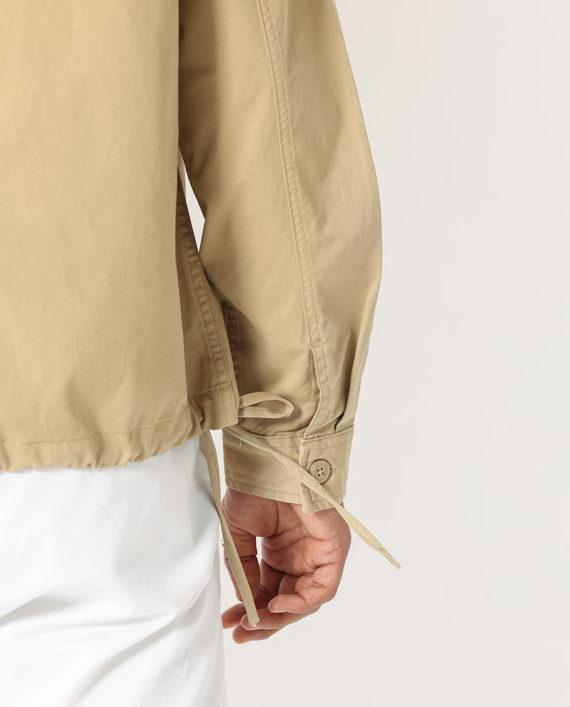 Rare Rabbit Men's Cedro Beige Cotton Lycra Fabric Full Sleeves Dyed Cargo Jacket