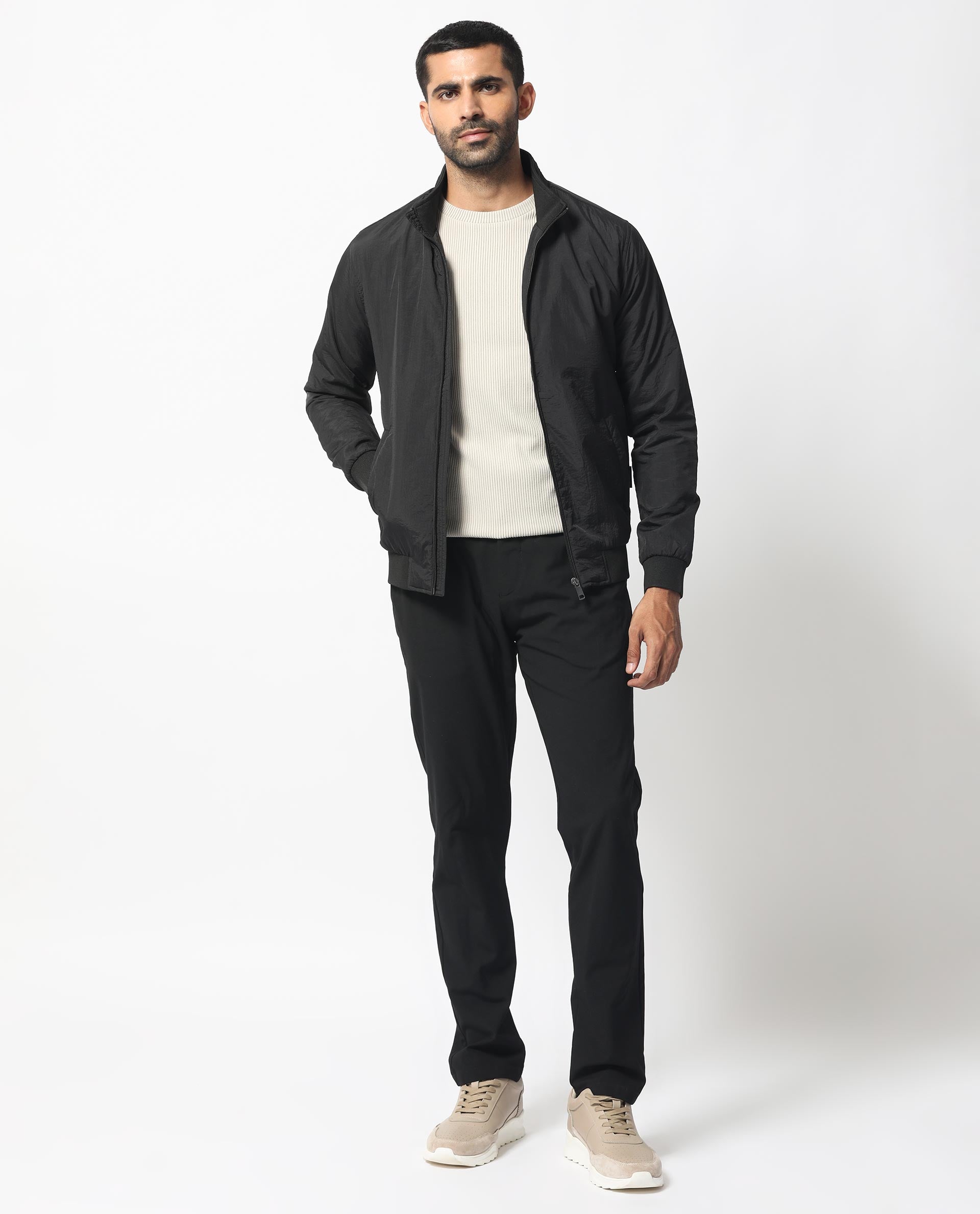 Rare Rabbit Men's Cerno Black High Neck Puffer Jacket