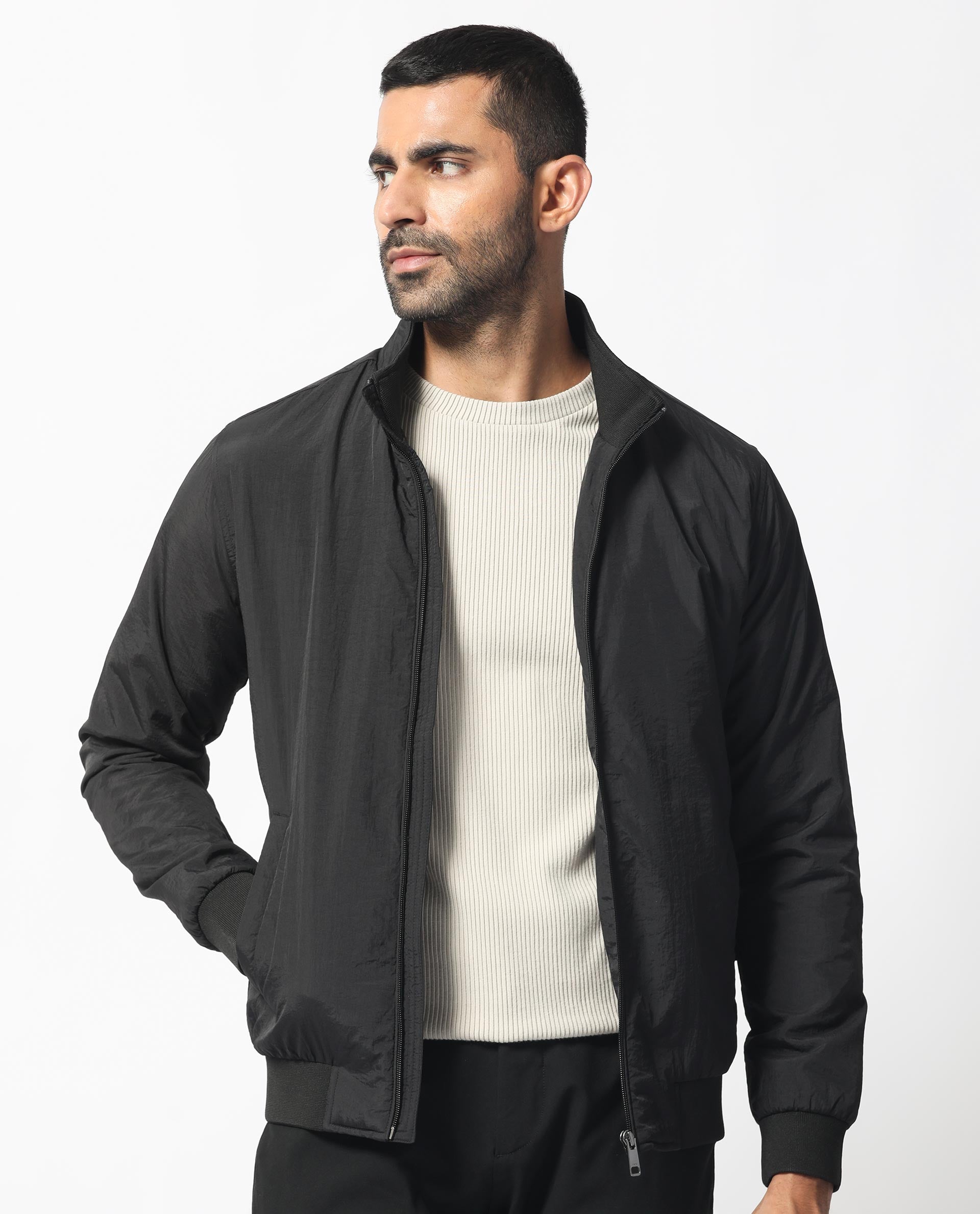 Rare Rabbit Men's Cerno Black High Neck Puffer Jacket