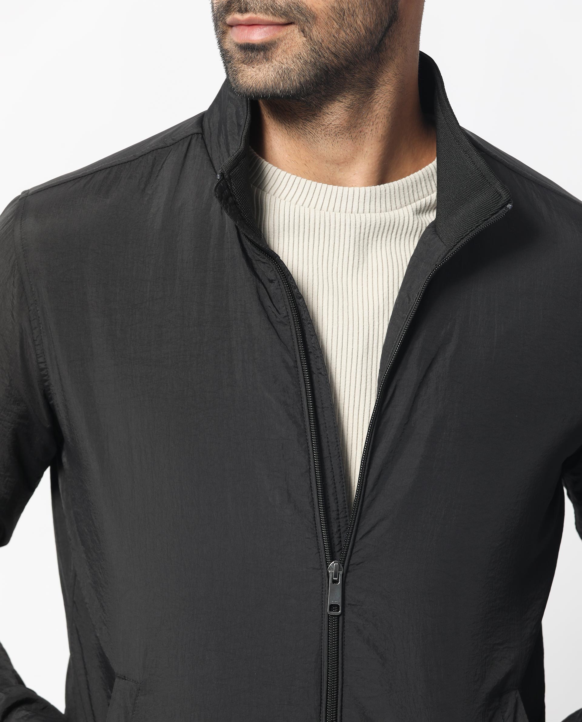 Rare Rabbit Men's Cerno Black High Neck Puffer Jacket