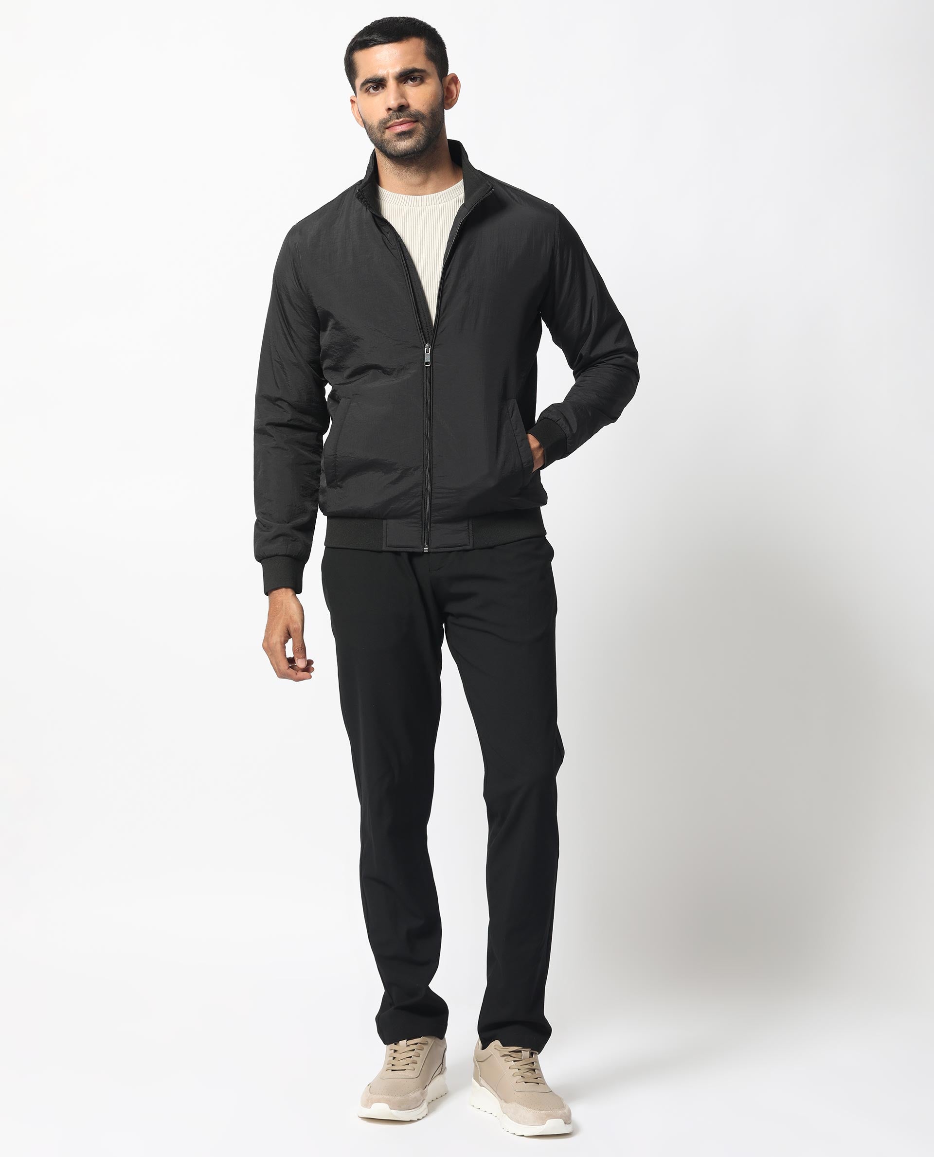 Rare Rabbit Men's Cerno Black High Neck Puffer Jacket