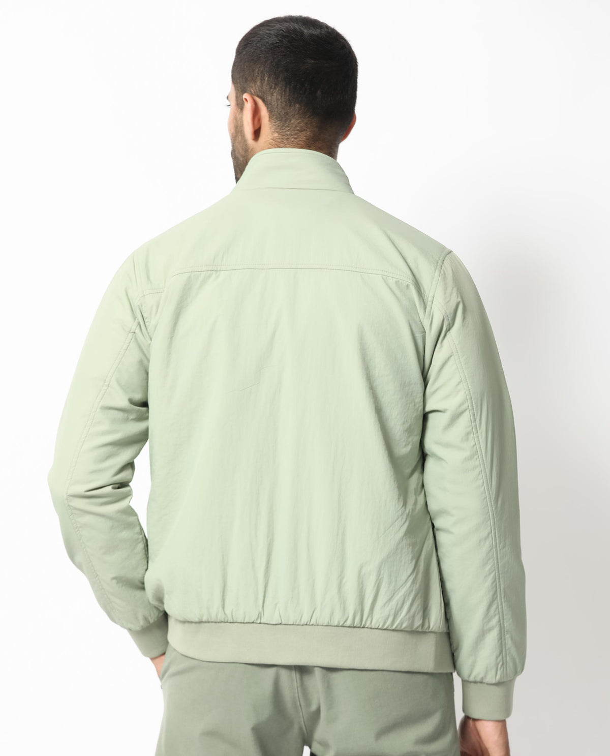 Rare Rabbit Men's Cerno Pastel Green High Neck Puffer Jacket