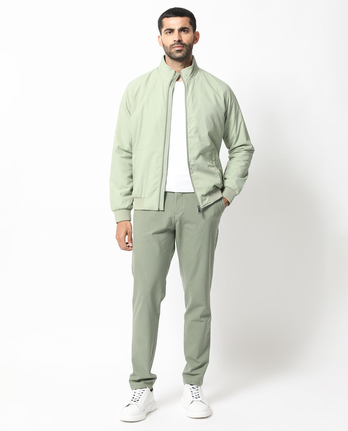 Rare Rabbit Men's Cerno Pastel Green High Neck Puffer Jacket