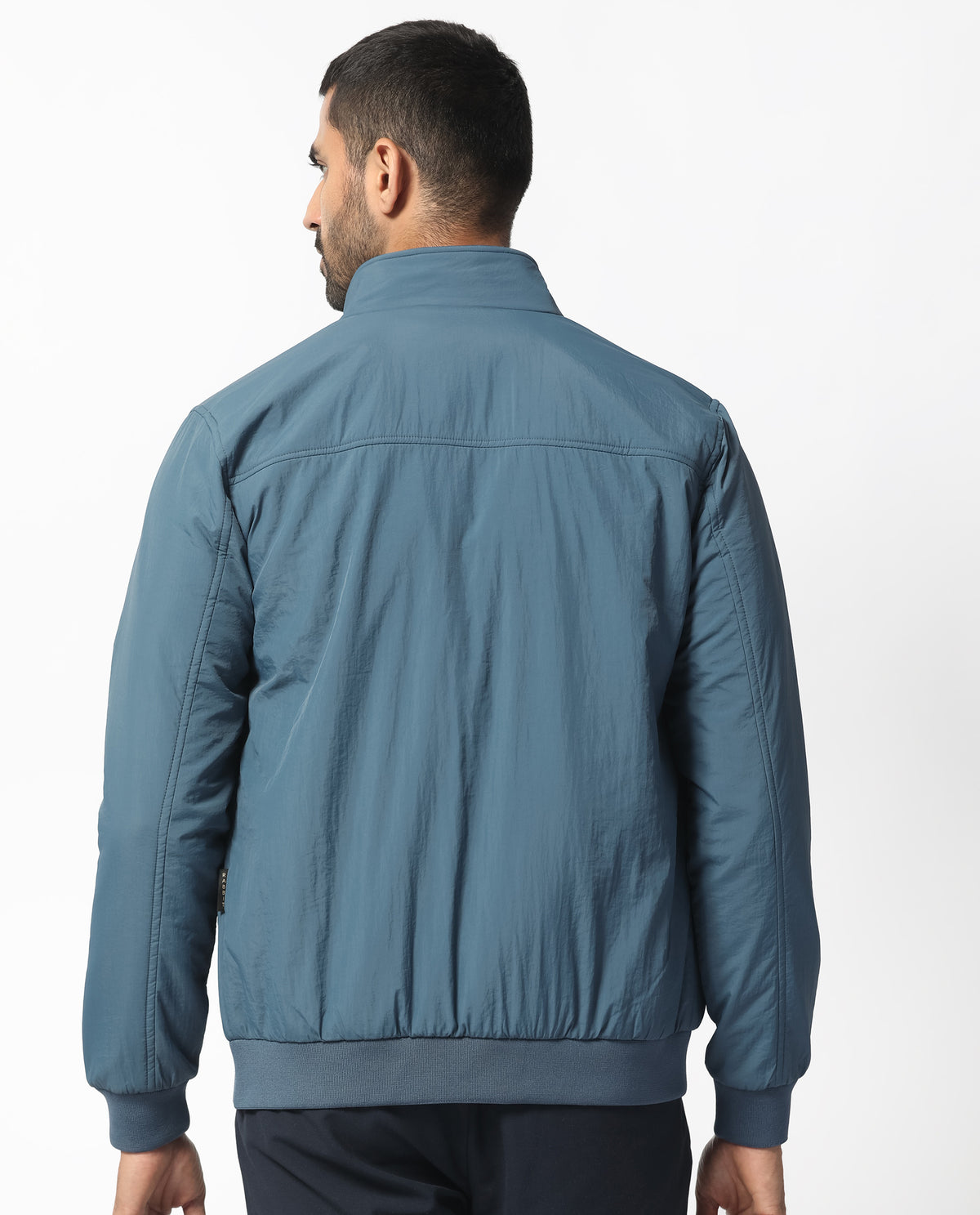 Rare Rabbit Men's Cerno Dark Petrol High Neck Puffer Jacket