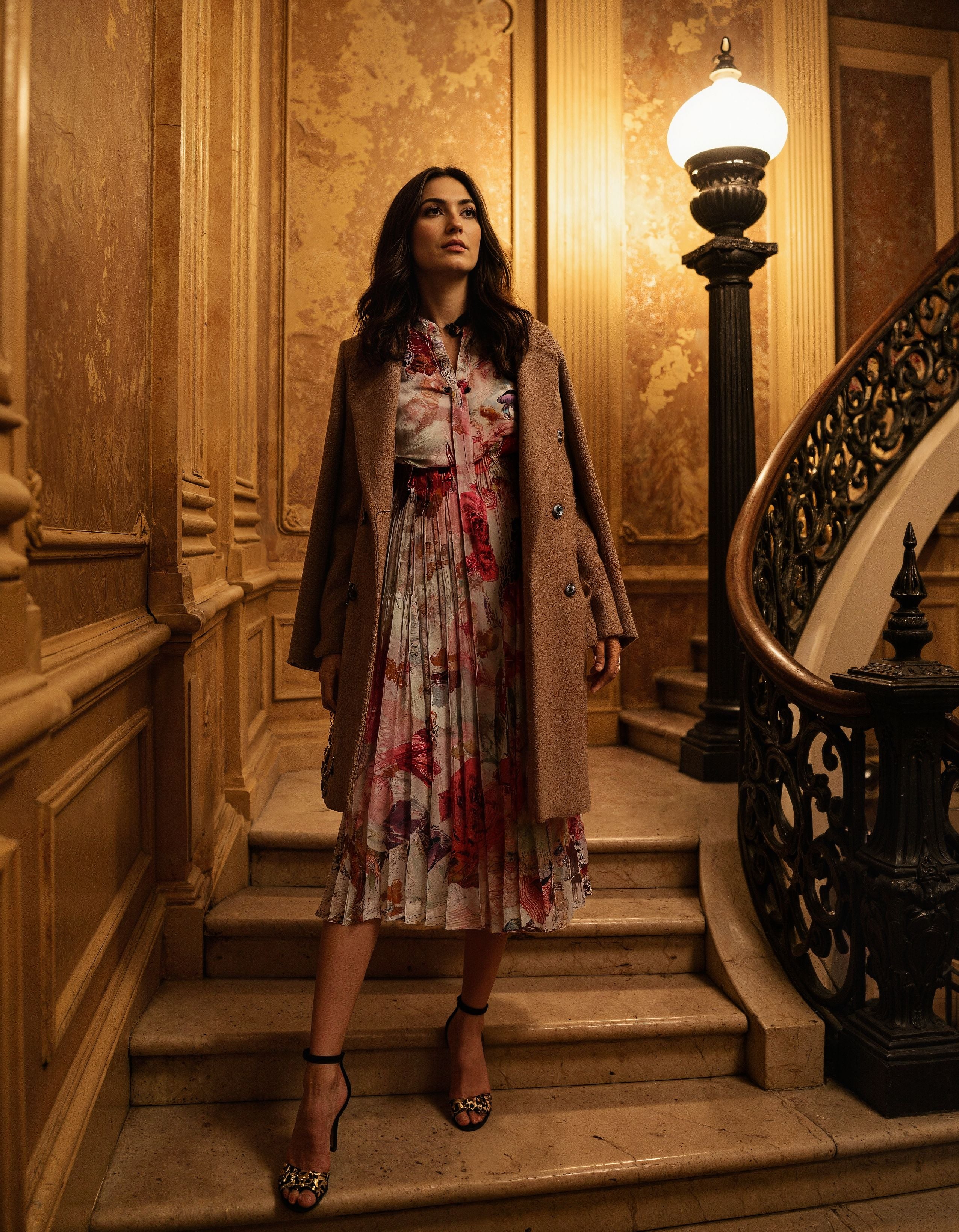 Rareism Women's Cerno Multi Polyester Blend Tie-Up Neck Floral Print Maxi Flared Dress