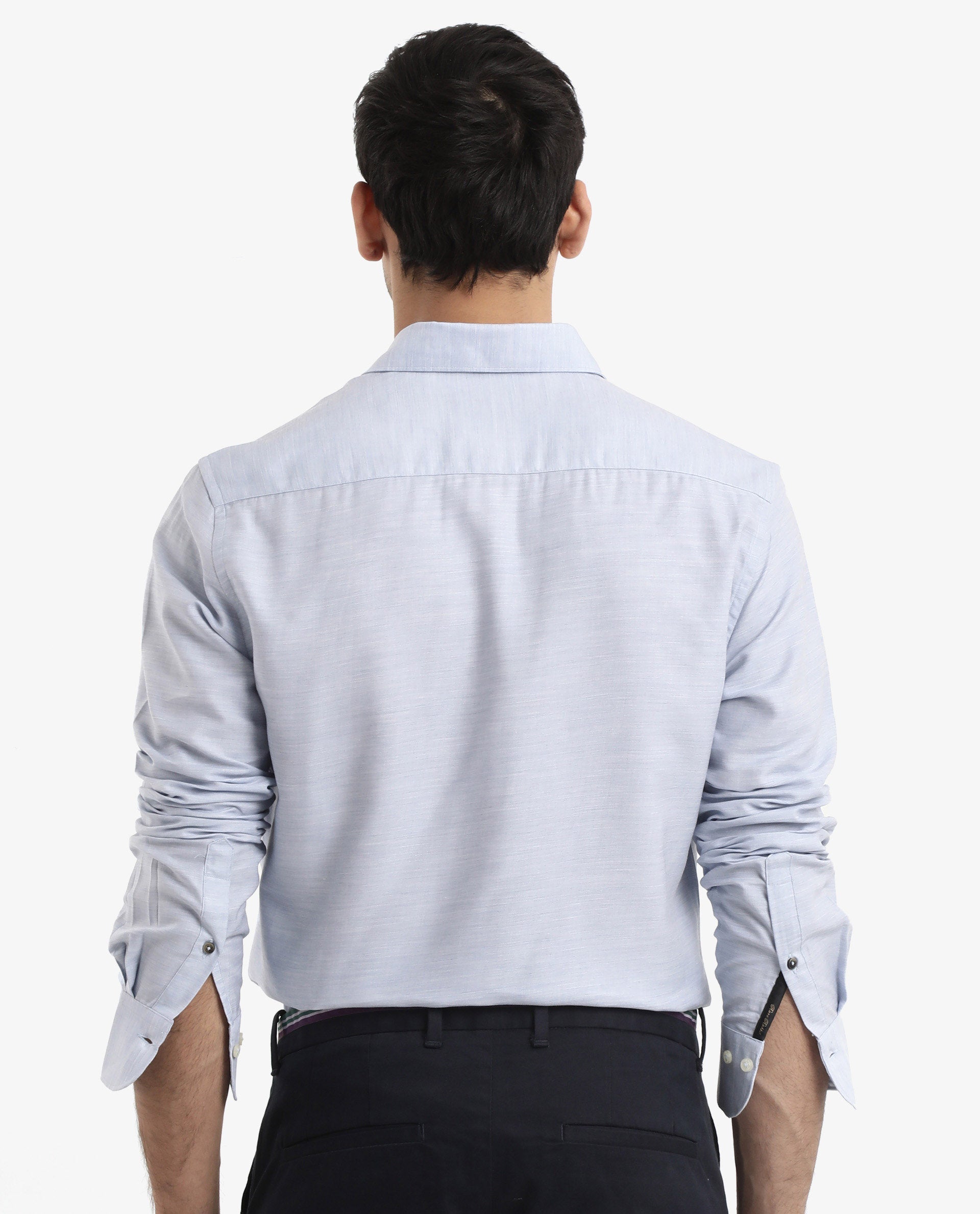 Rare Rabbit Men's Chapelle Light Blue Cotton Lyocell Fabric Full Sleeves Regular Fit Plain Shirt