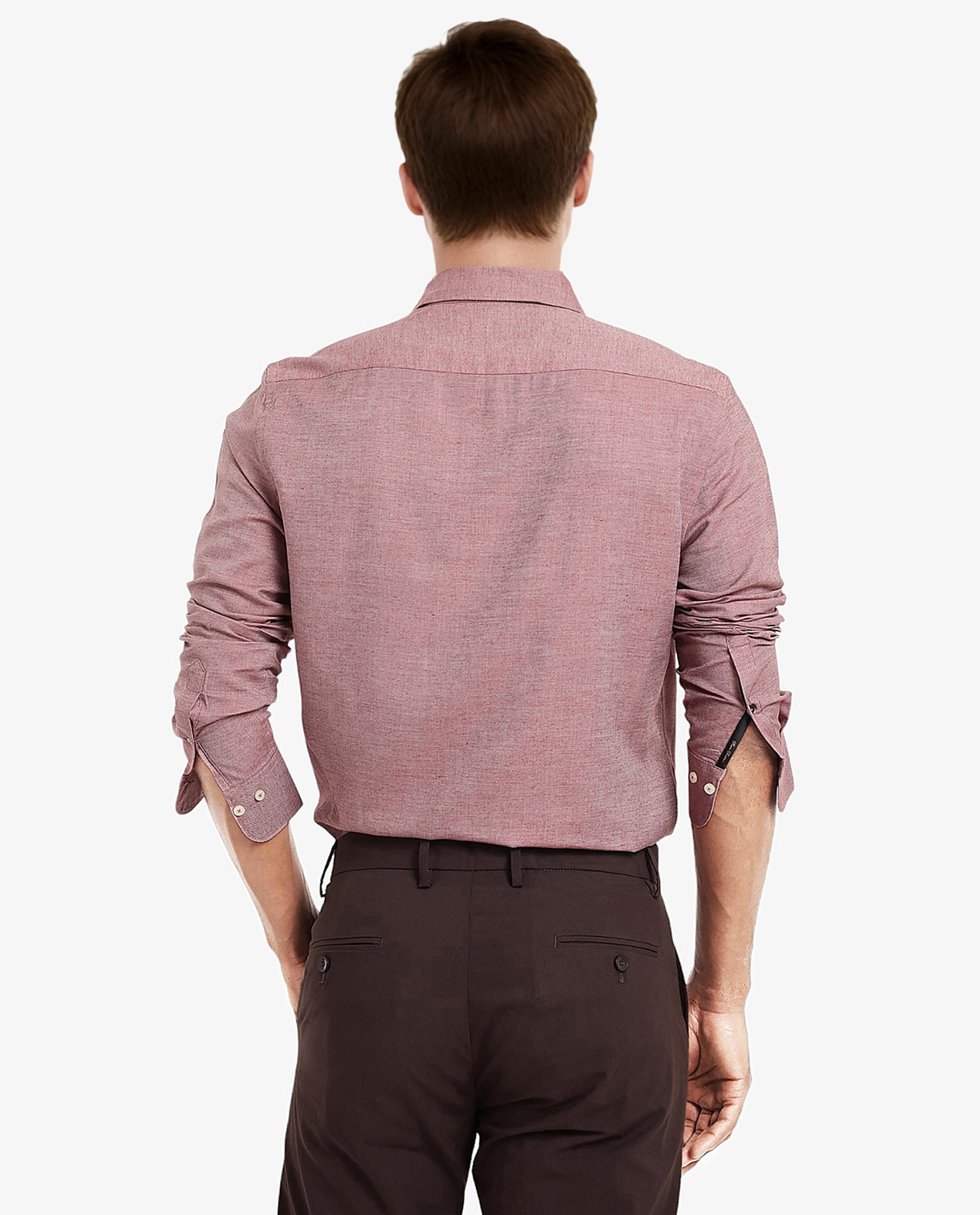 Rare Rabbit Men's Chapelle Maroon Cotton Lyocell Fabric Full Sleeves Regular Fit Plain Shirt