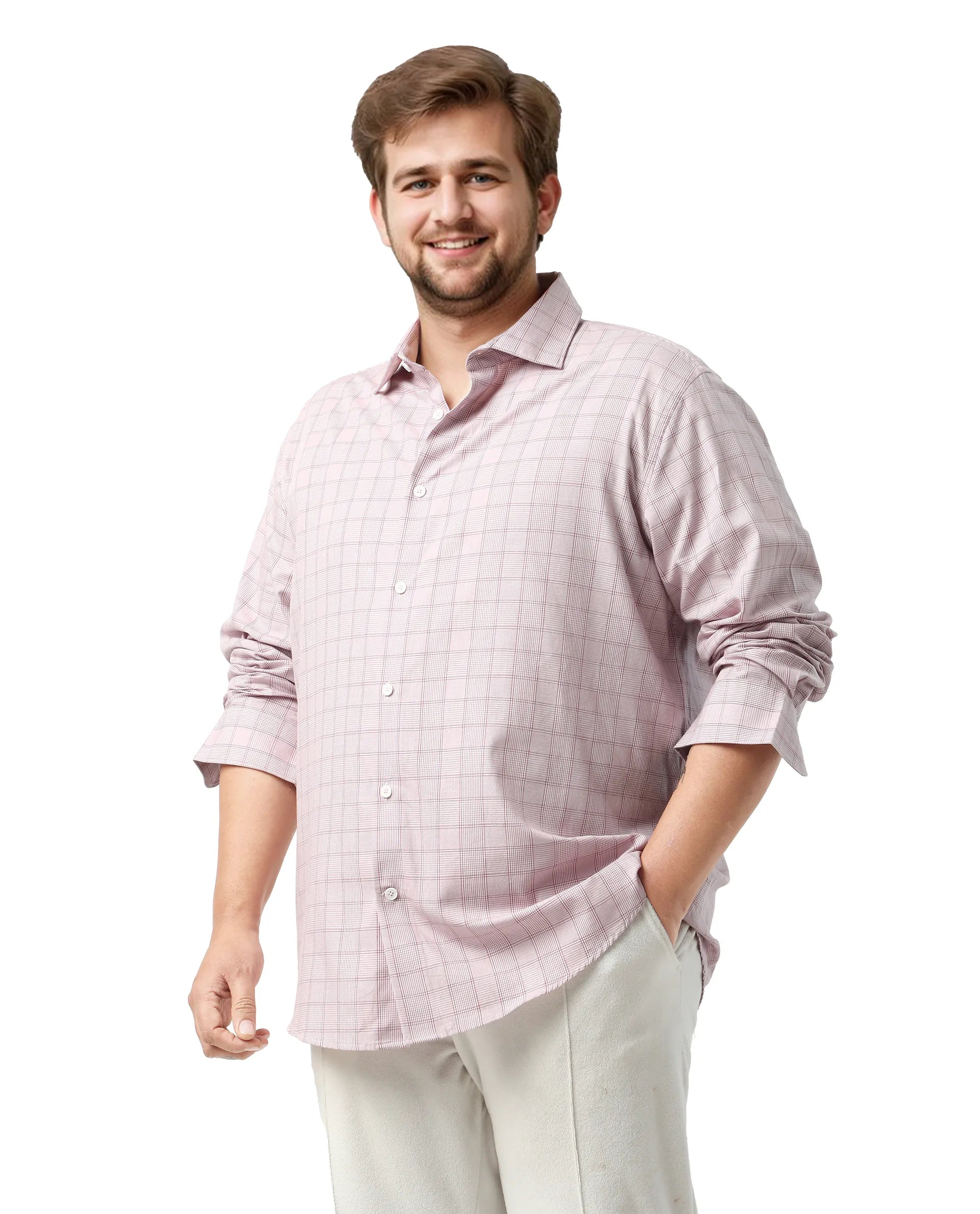Rare Rabbit Men's Chek Big Red Cotton Fabric Full Sleeves Collared Neck Button Closure Checked Shirt