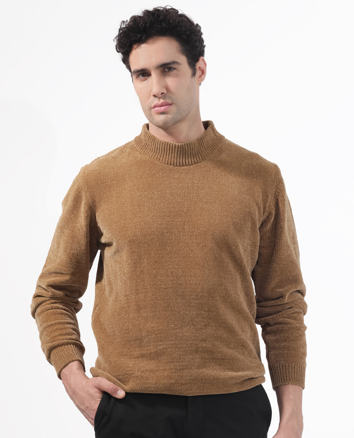 Rare Rabbit Mens Chenee Brown Sweater Full Sleeve Crew Neck Solid