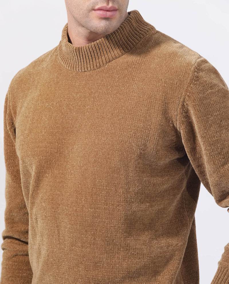 Rare Rabbit Mens Chenee Brown Sweater Full Sleeve Crew Neck Solid