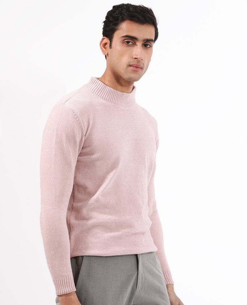 Rare Rabbit Mens Chenee Light Pink Sweater Full Sleeve Crew Neck Solid