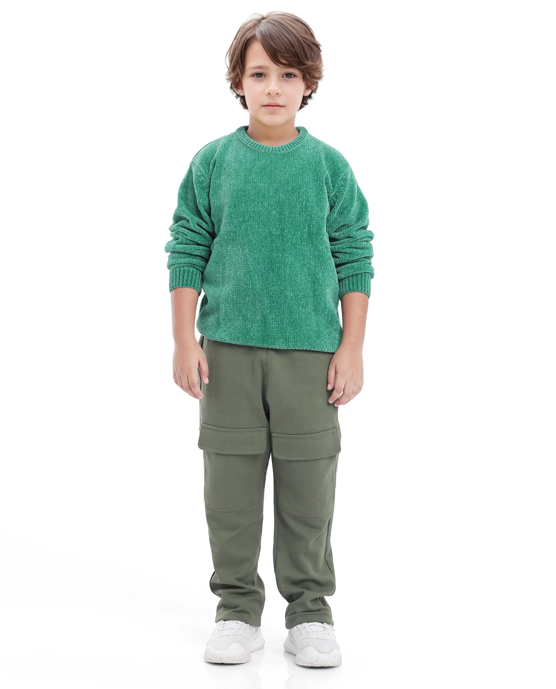 Rare Ones Kids Chenli Light Green Full Sleeve Solid Regular Fit Sweater