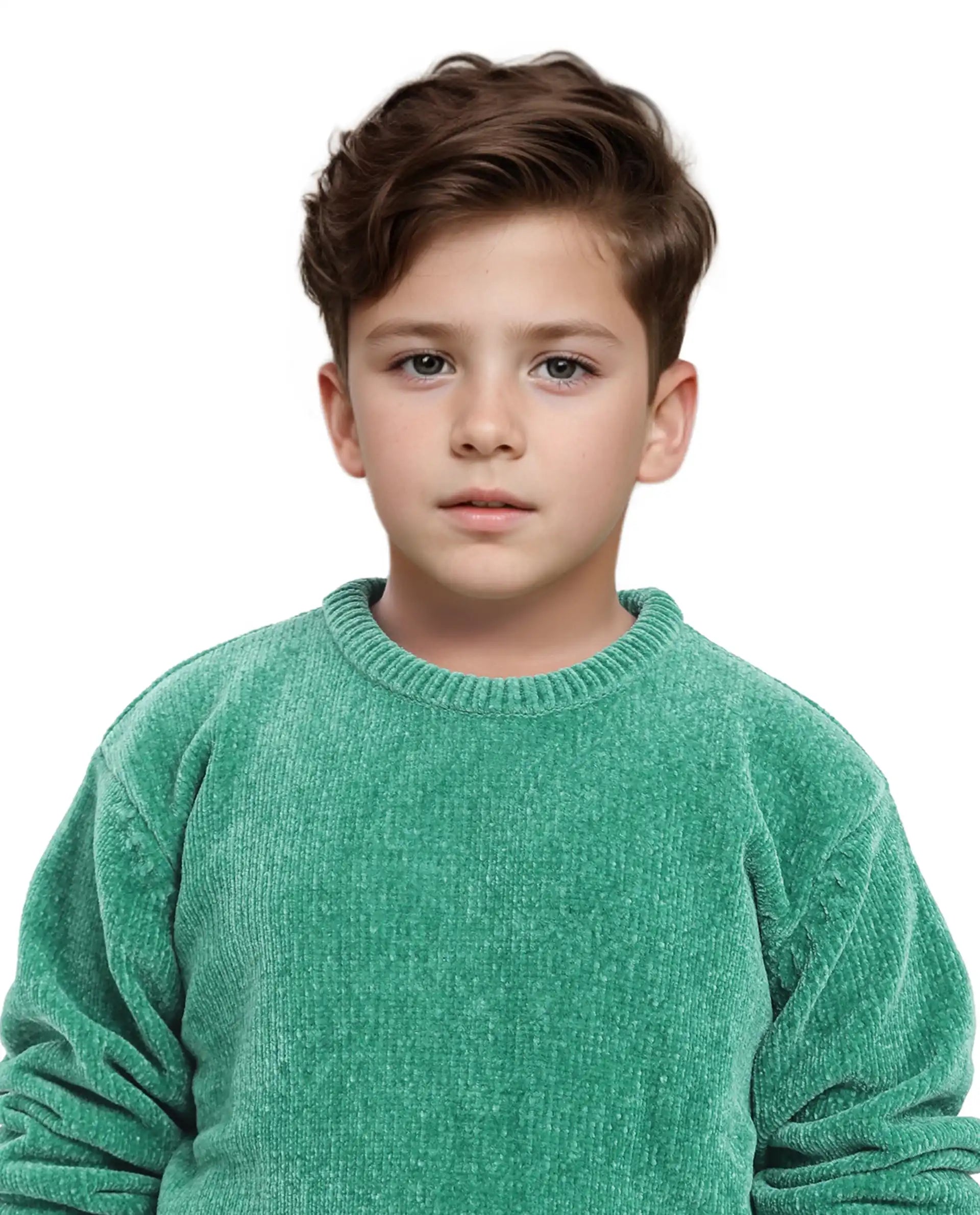Rare Ones Kids Chenli Light Green Full Sleeve Solid Regular Fit Sweater