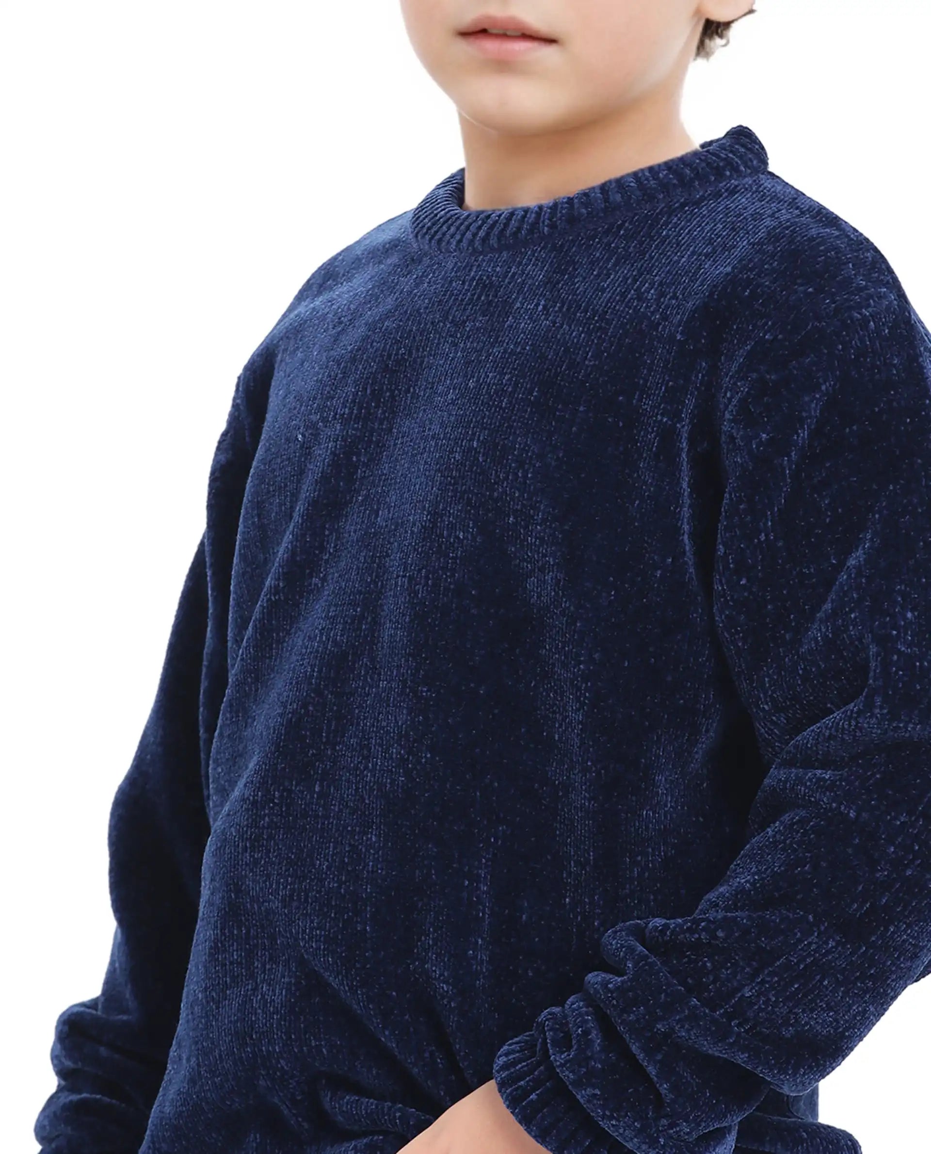 Rare Ones Kids Chenli Navy Full Sleeve Solid Regular Fit Sweater