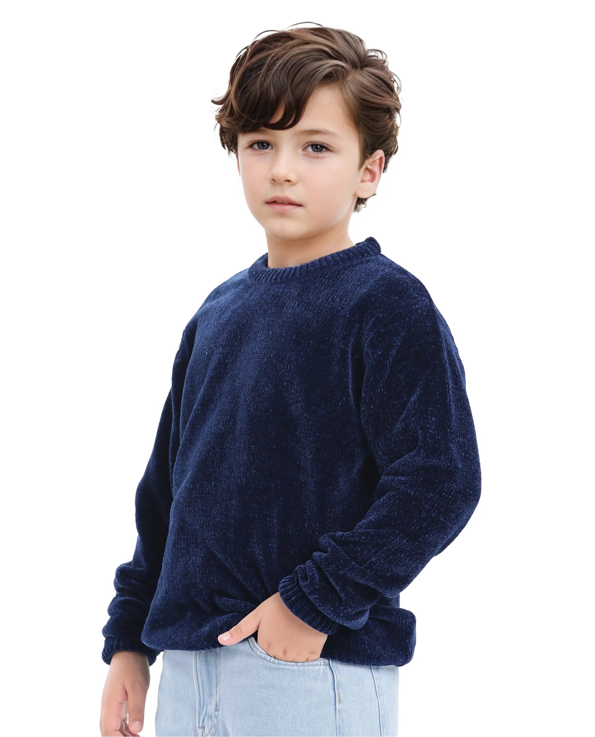 Rare Ones Kids Chenli Navy Full Sleeve Solid Regular Fit Sweater