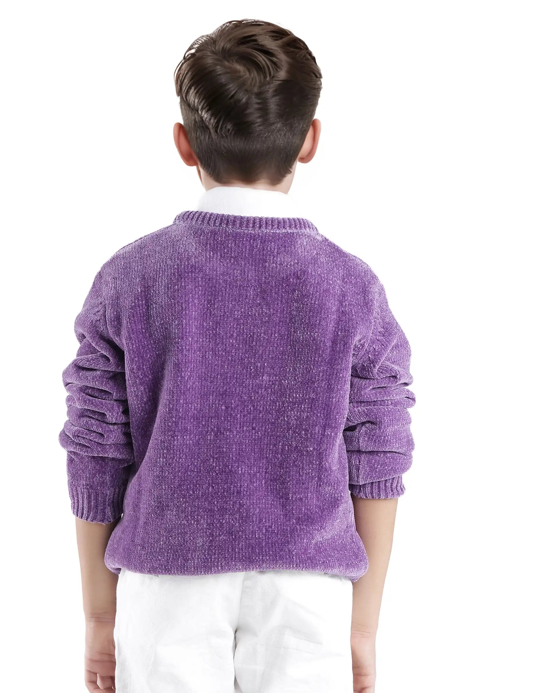 Rare Ones Kids Chenli Purple Full Sleeve Solid Regular Fit Sweater