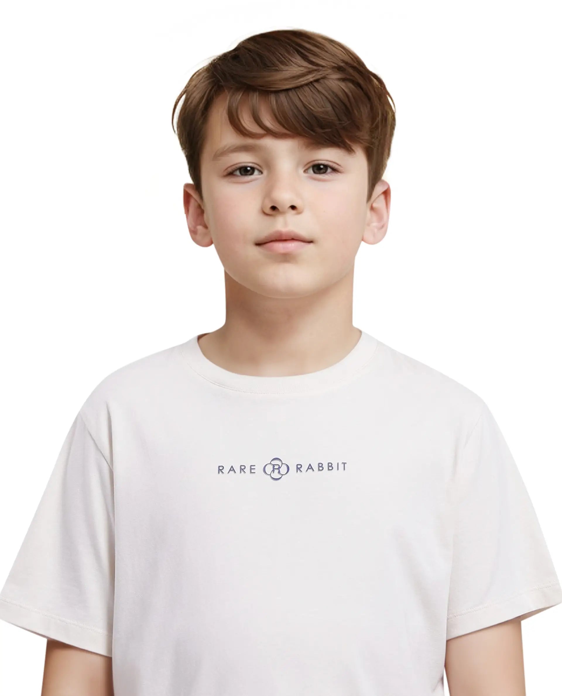 Rare Ones Kids Chom Off White Cotton Fabric Half Sleeves Crew Neck Graphic Print T-Shirt